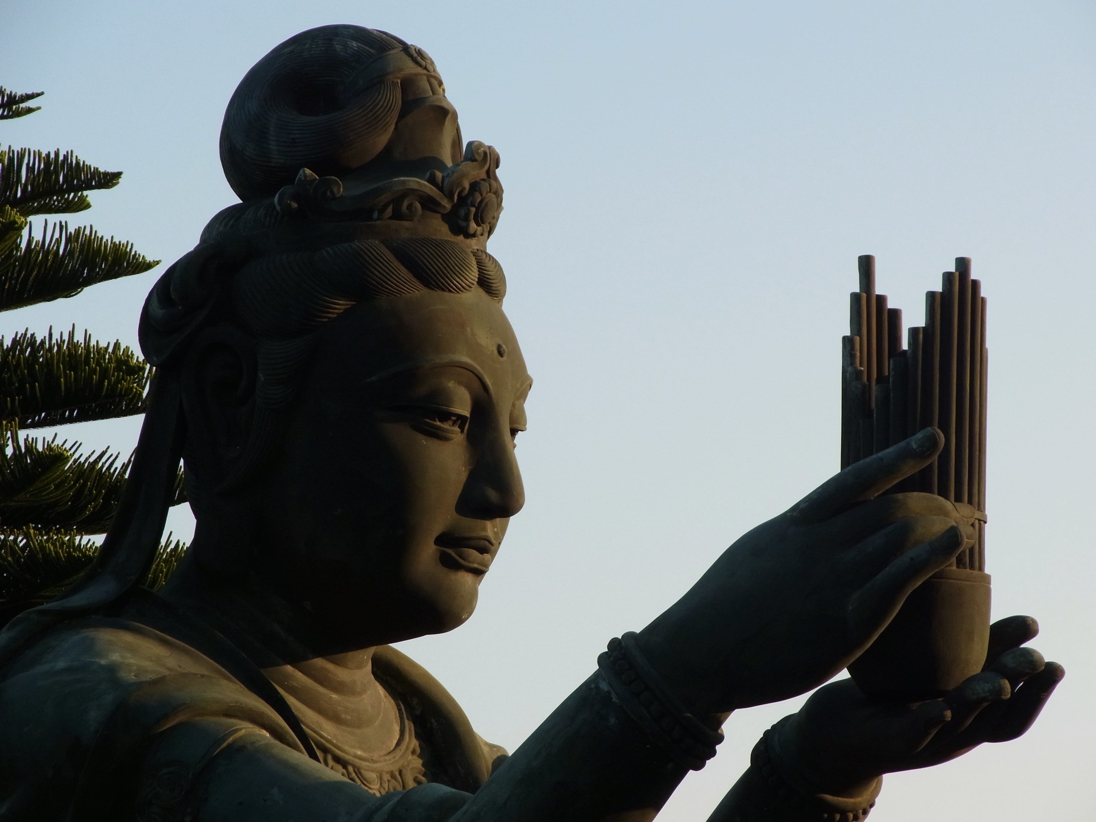 architecture, 2K, Guanyin, city, Buddhism, spirituality, skyscraper, adult, temple, spiritual, Hong Kong, creativity, headshot, outdoors, built structure, HD Wallpaper