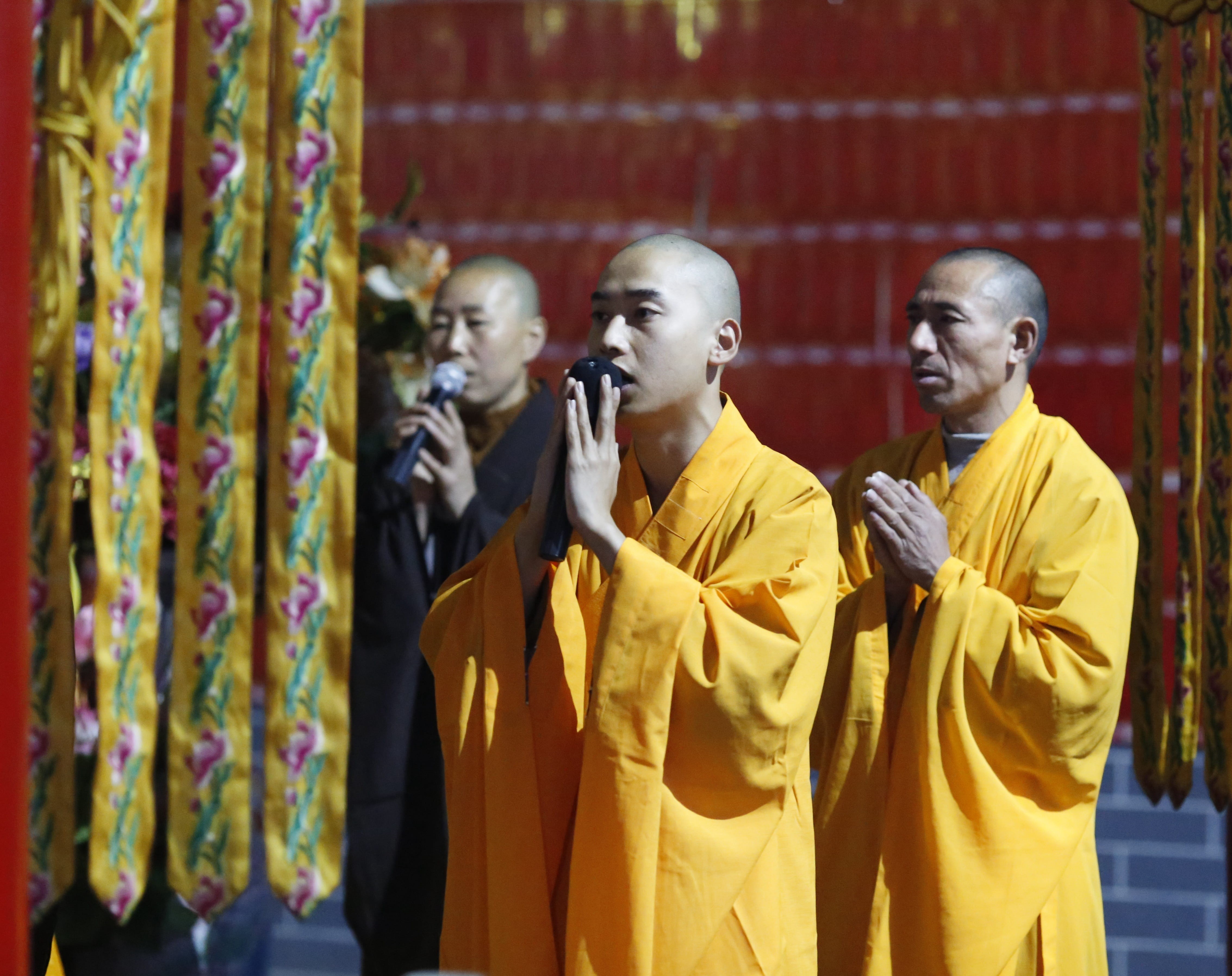 zheng guanyin temple, people, yellow, clothing, monk, front view, holding, 4K, religion, three quarter length, standing, men, buddhism, group of people, HD Wallpaper