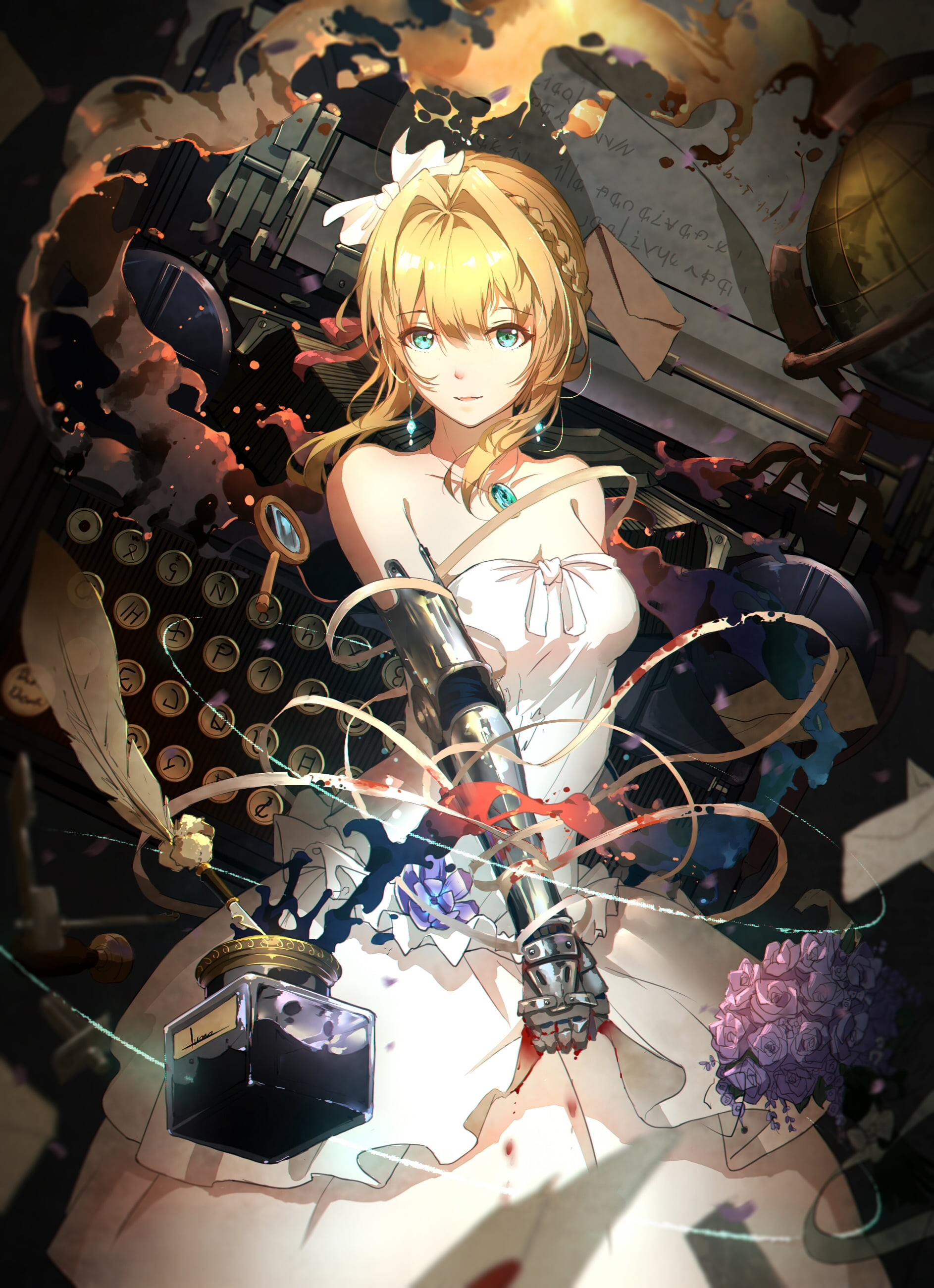 2K, Violet Evergarden, anime, blonde, blue eyes, anime girls, Phone HD Wallpaper
