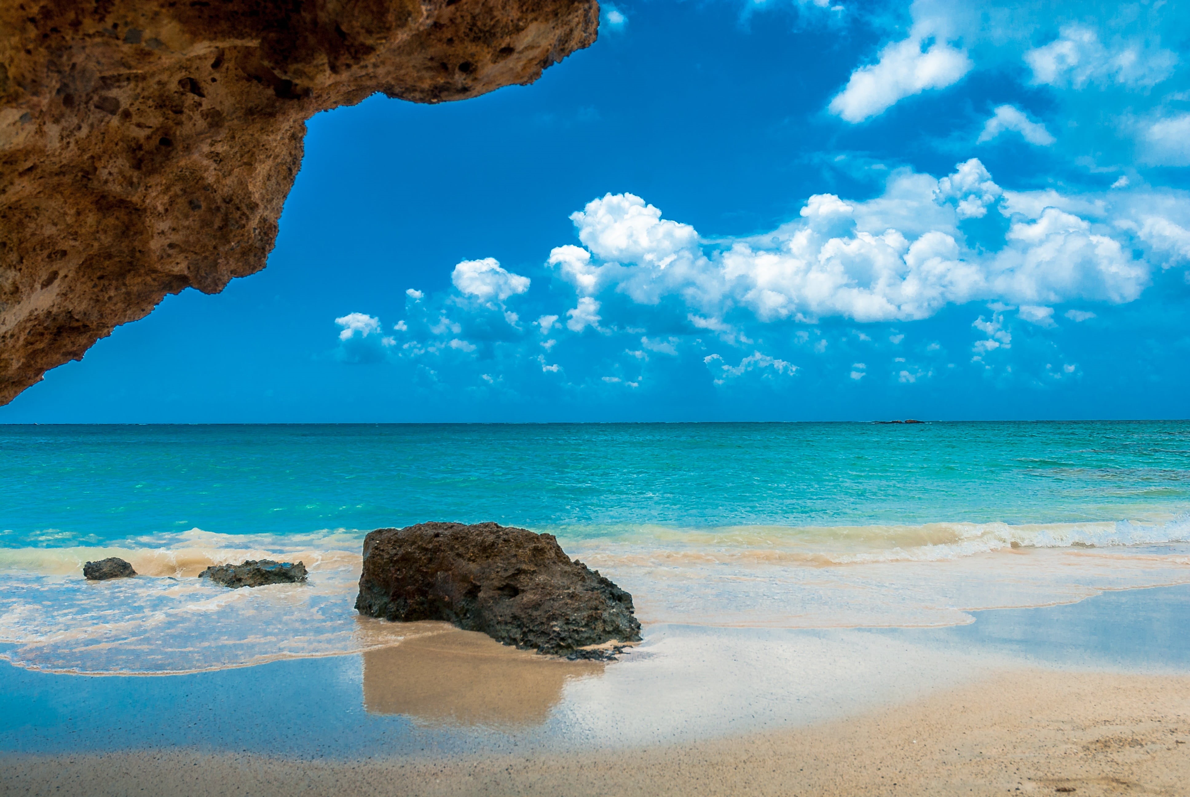landscape, beach, sea, no people, greece, crete, beauty in nature, seashore, tranquility, weather, turquoise colored, cloud - sky, holiday, outdoors, the sun, HD Wallpaper