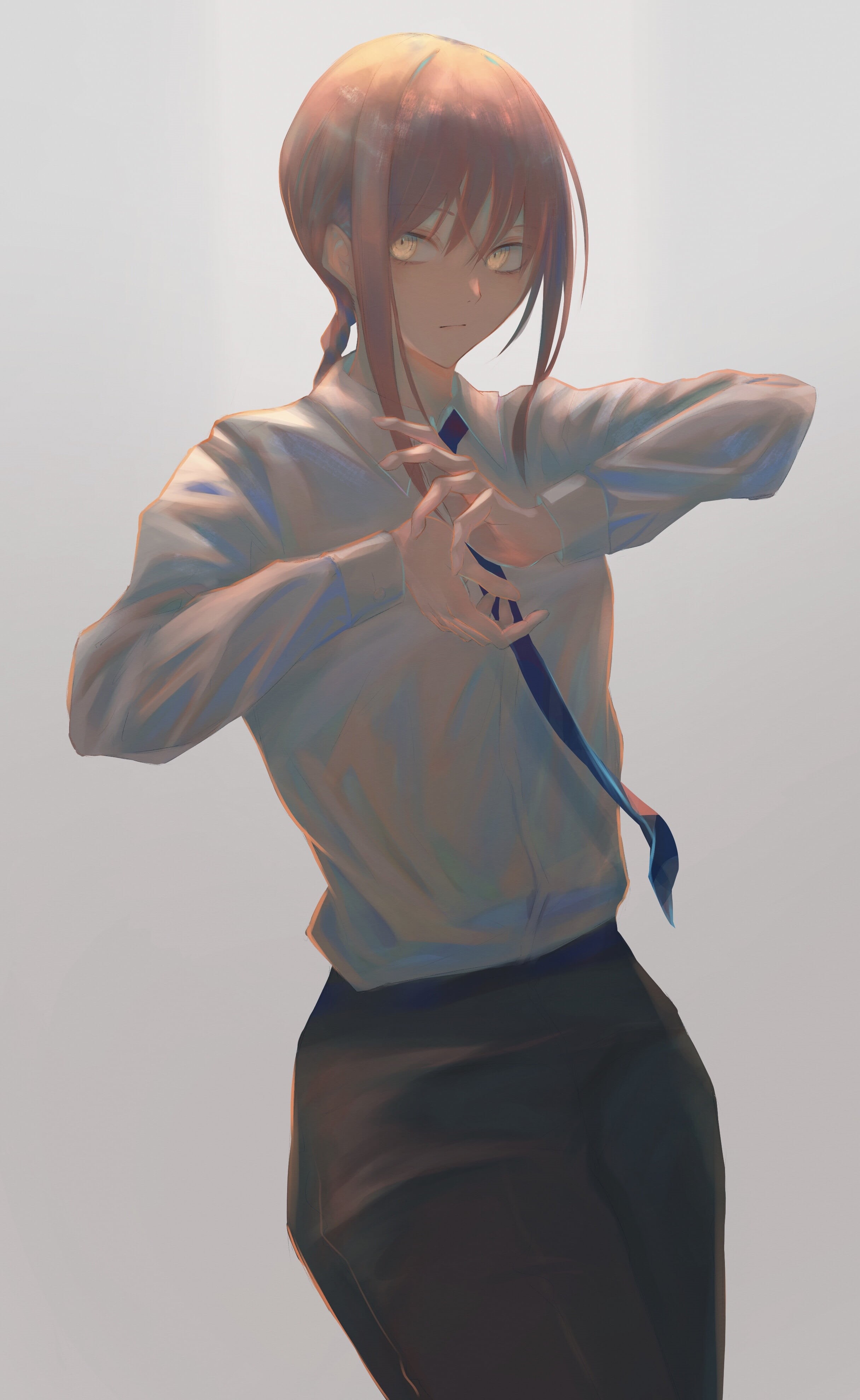 portrait display, Chainsaw Man, Makima (Chainsaw Man), anime girls, 4K, looking at viewer, 7ife, Phone HD Wallpaper