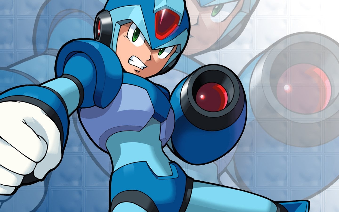day, blue, full frame, Mega Man, pattern, no people, representation, Mega Man X, glass - material, geometric shape, x, reflection, art and craft, creativity, HD Wallpaper