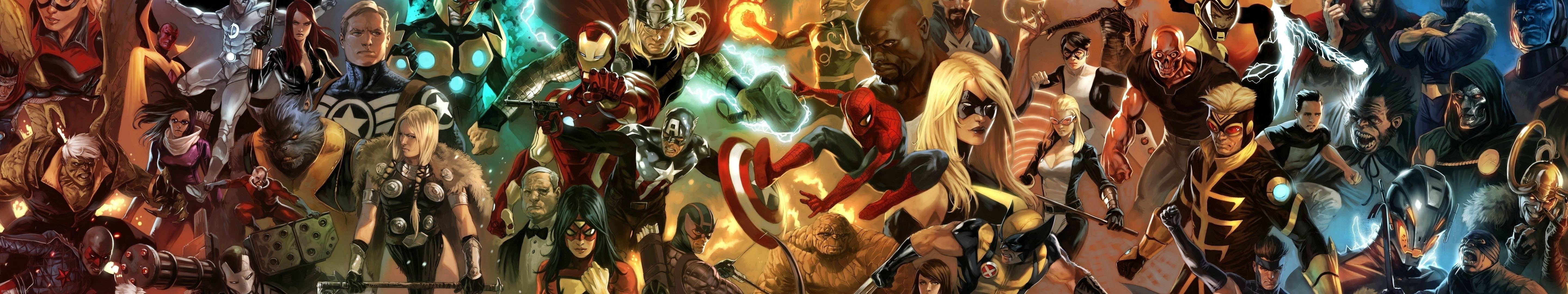 choice, pattern, art and craft, Black Widow, large group of objects, Dr. Doom, Captain America, 5K, day, retail, spider man, market, creativity, panoramic, HD Wallpaper