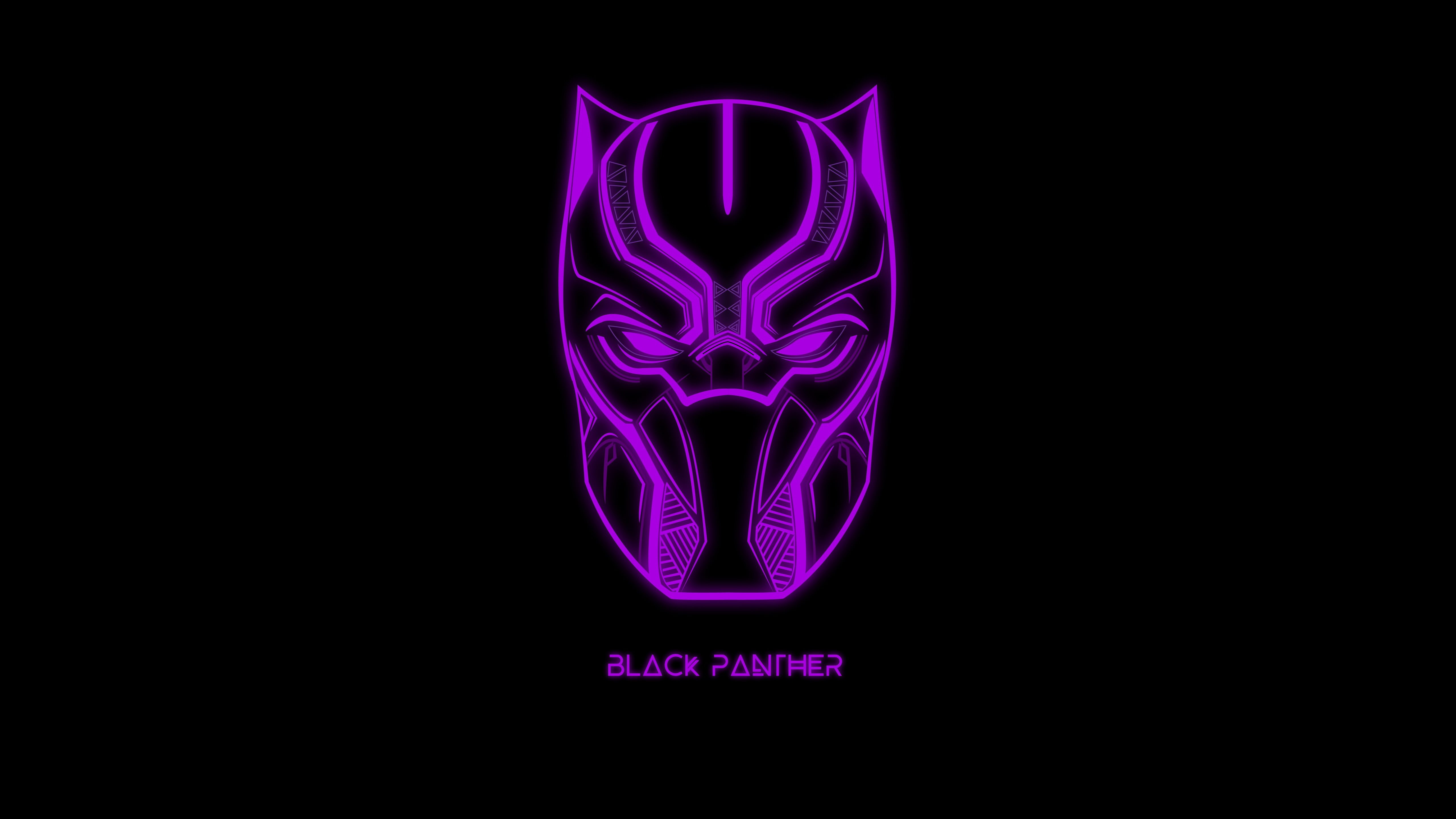 Minimal, Black Panther, 5K, HD, Purple, Marvel Comics, Black, 5K, Dark background, HD Wallpaper