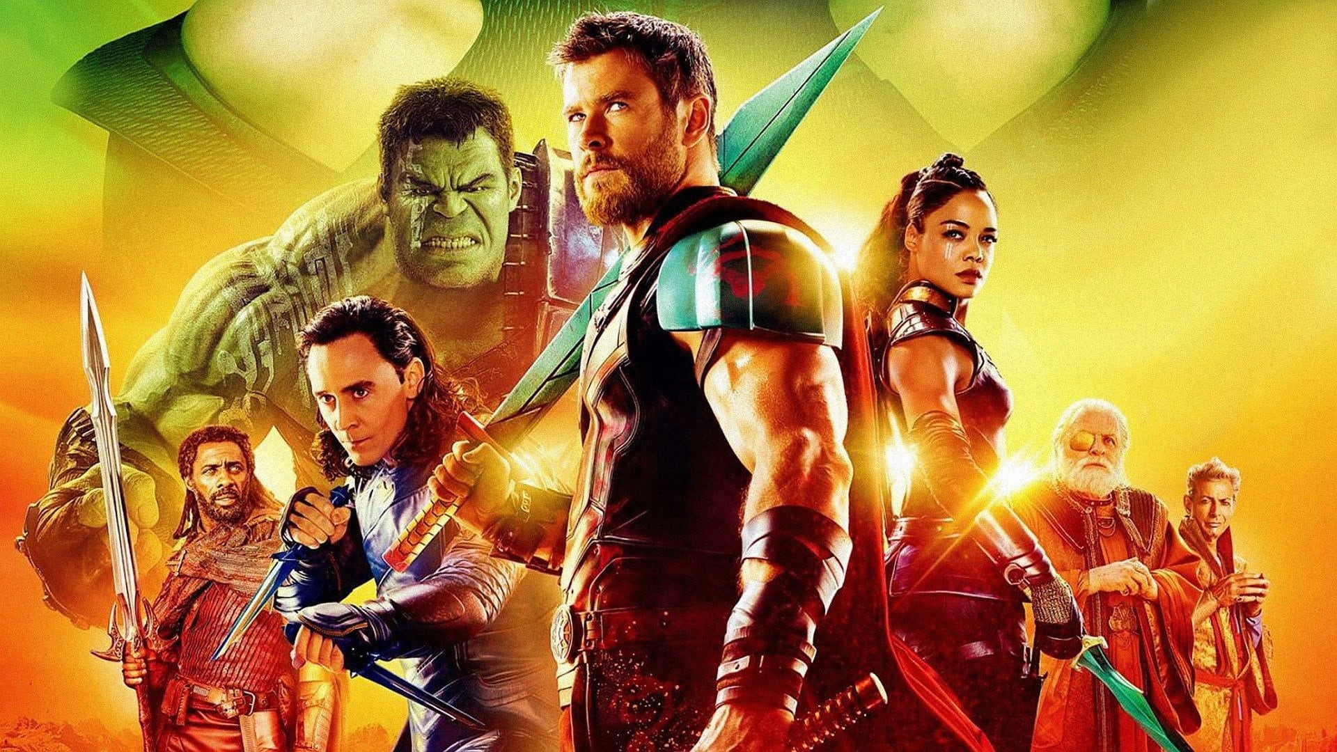 women, Idris Elba, digital composite, people, togetherness, 1080P, Heimdall (Marvel Comics), Grandmaster (Marvel Comics), Odin, Chris Hemsworth, group, HD Wallpaper