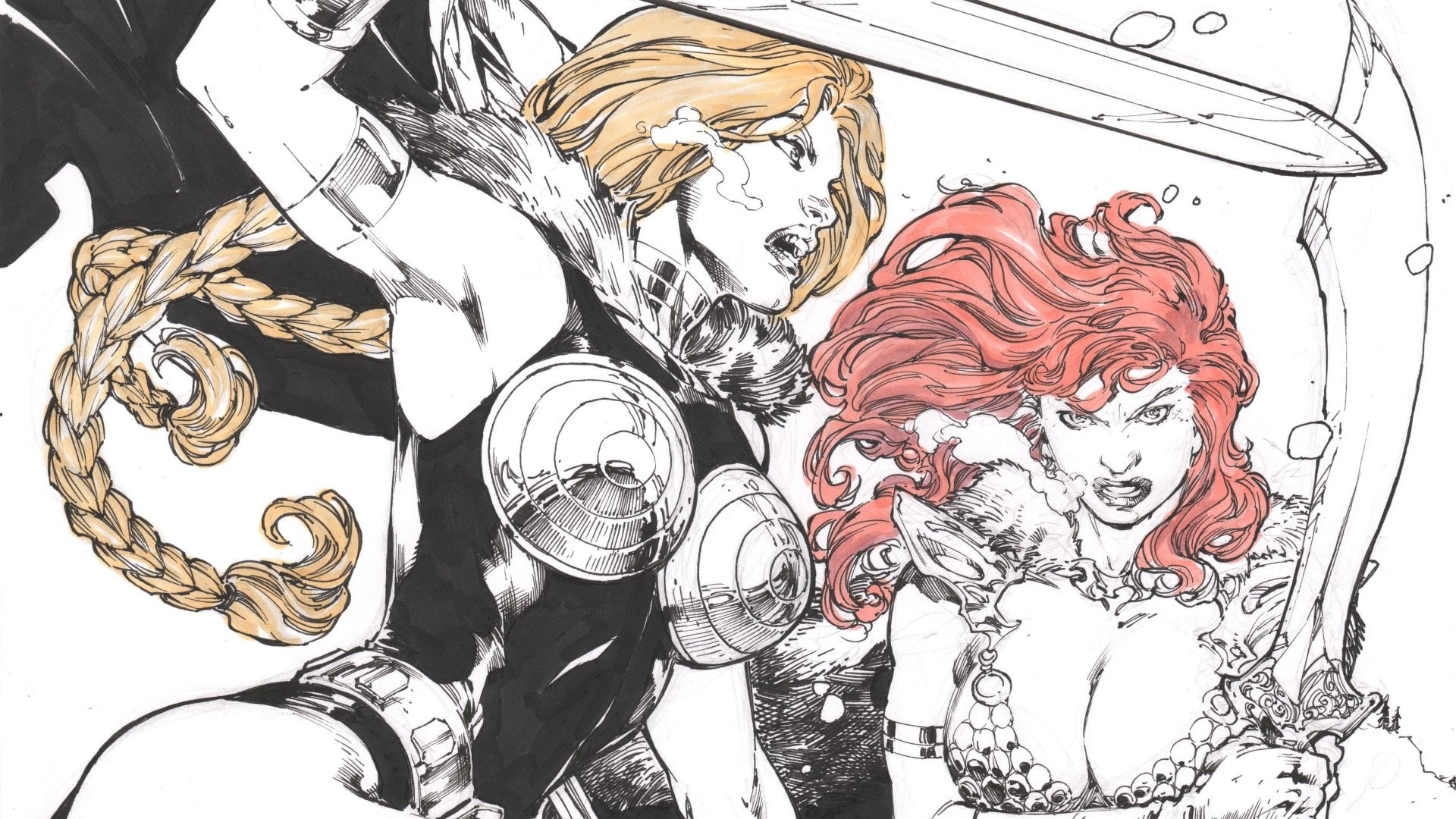 Valkyrie (Marvel Comics), Red Sonja, Collage, Comics, 1080P, HD Wallpaper