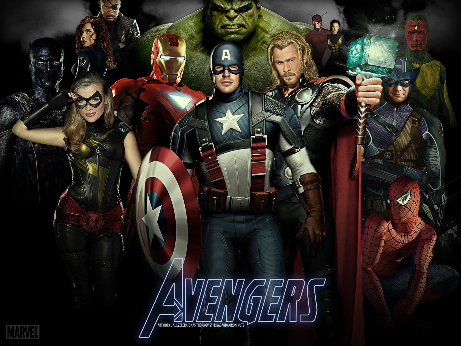 sculpture, statue, art and craft, Hulk, Spider-Man, Hawkeye, Thor, communication, figurine, Captain America, Blonde, Marvel Comics, creativity, Hammer, HD Wallpaper