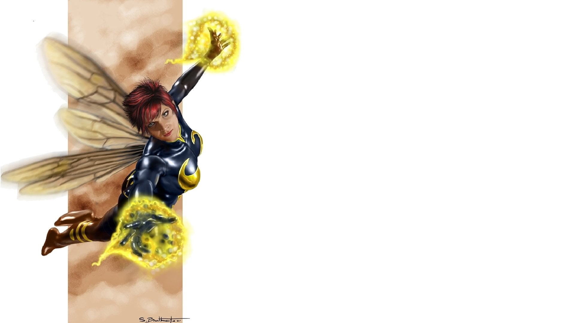 creativity, Comics, white background, refreshment, Wasp (Marvel Comics), 1080P, drink, food, yellow, studio shot, fruit, representation, no people, human representation, HD Wallpaper
