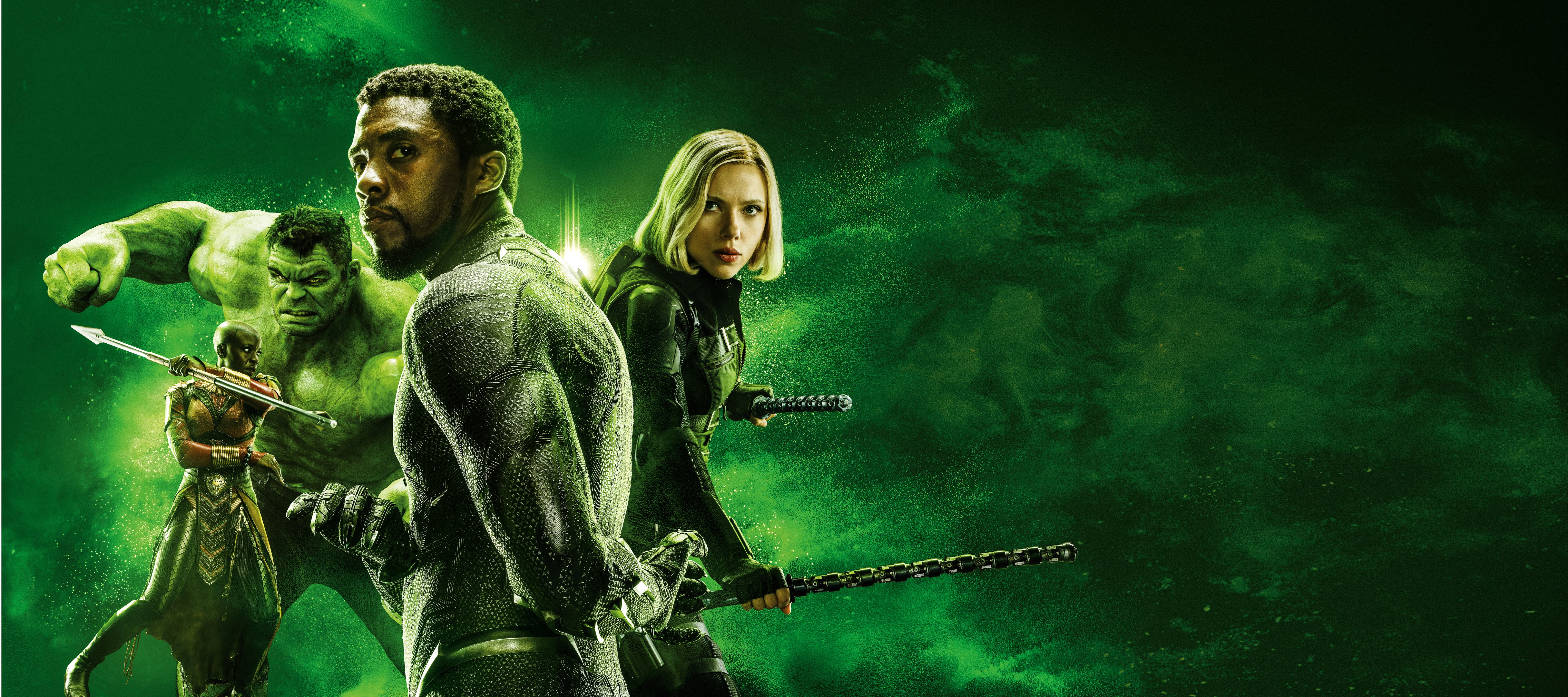 Black Widow, Okoye (Marvel Comics), Chadwick Boseman, Scarlett Johansson, Hulk, 8K, Movie, Danai Gurira, Avengers: Infinity War, Mark Ruffalo, Black Panther, HD Wallpaper