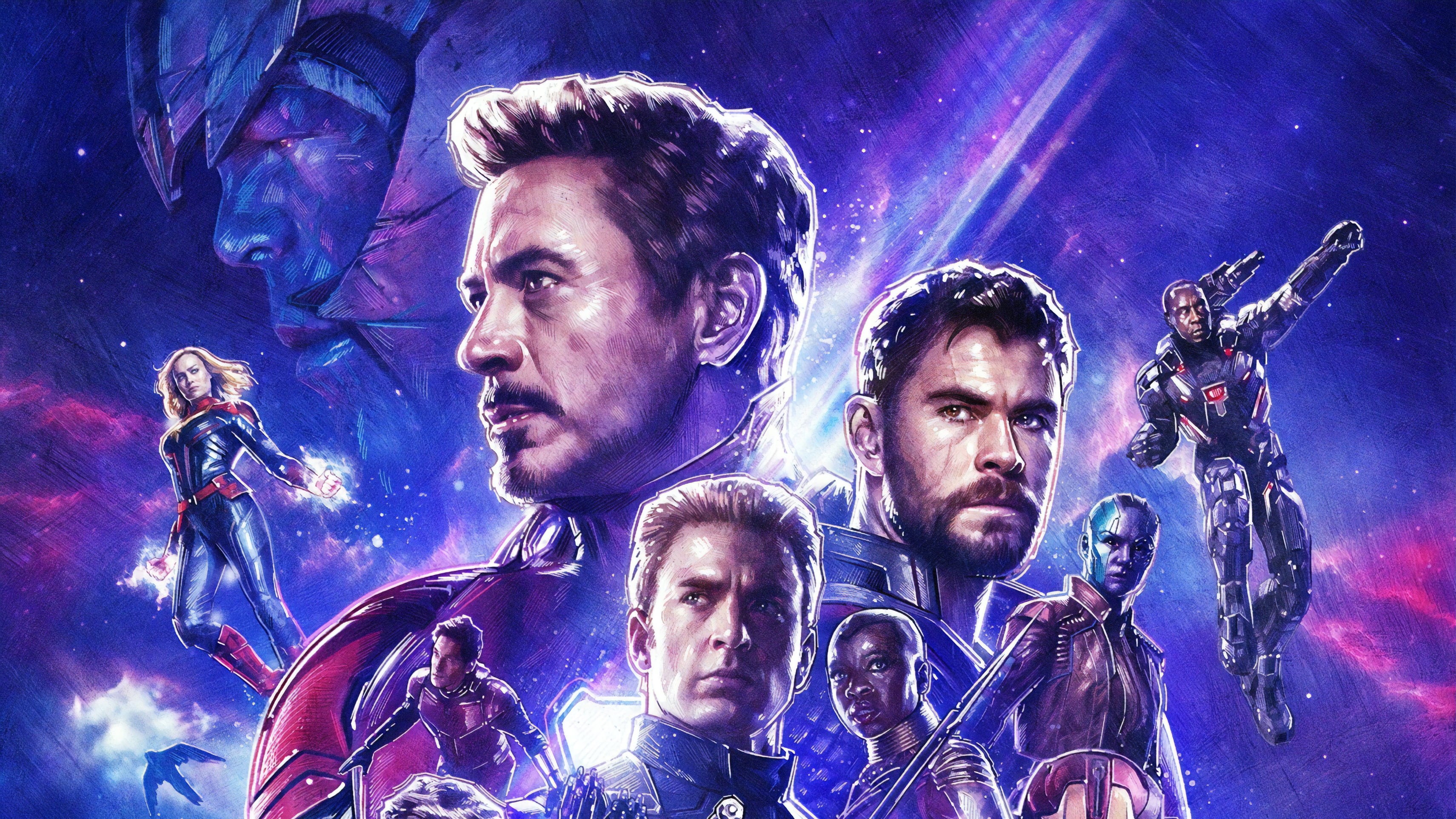 Captain Marvel, War Machine, Iron Man, Ant-Man, Thanos, Danai Gurira, Don Cheadle, Chris Evans, Brie Larson, Paul Rudd, Avengers EndGame, The Avengers, HD Wallpaper