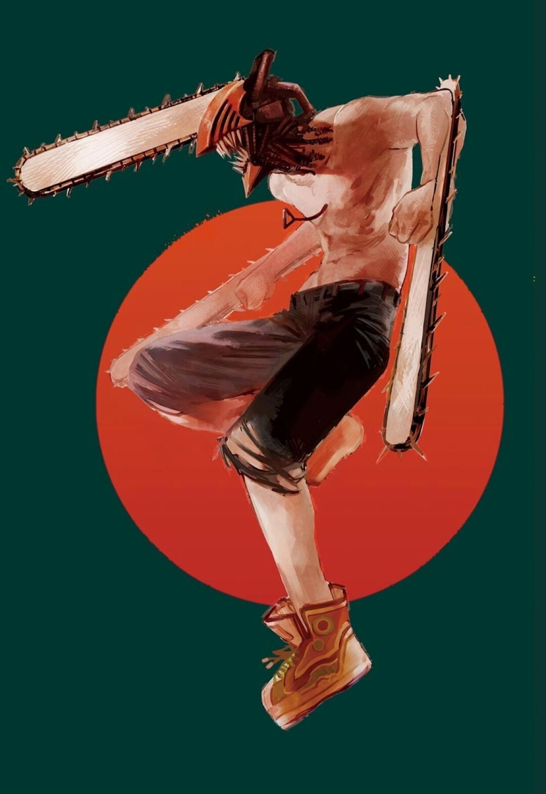 Denji (Chainsaw Man), anime boys, 720P, artwork, horror, Chainsaw Man, Phone HD Wallpaper