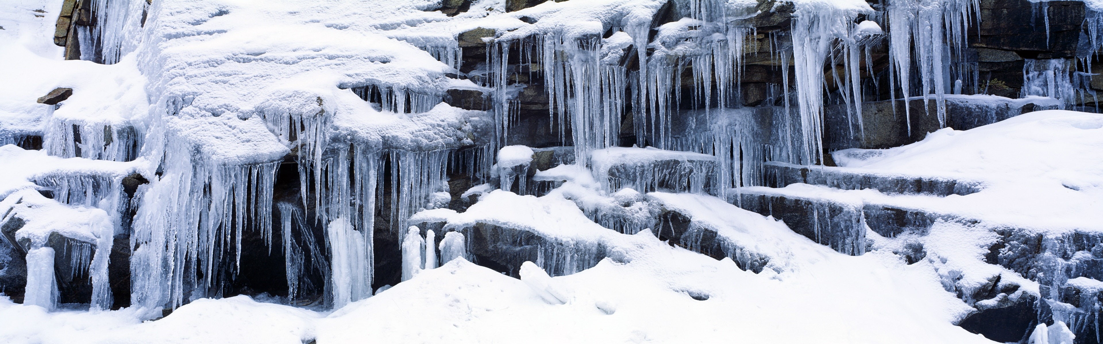 Rocks, lot, USA, Icicles, Nevada, Snow, California, 4K, Mountains, Sierra, HD Wallpaper