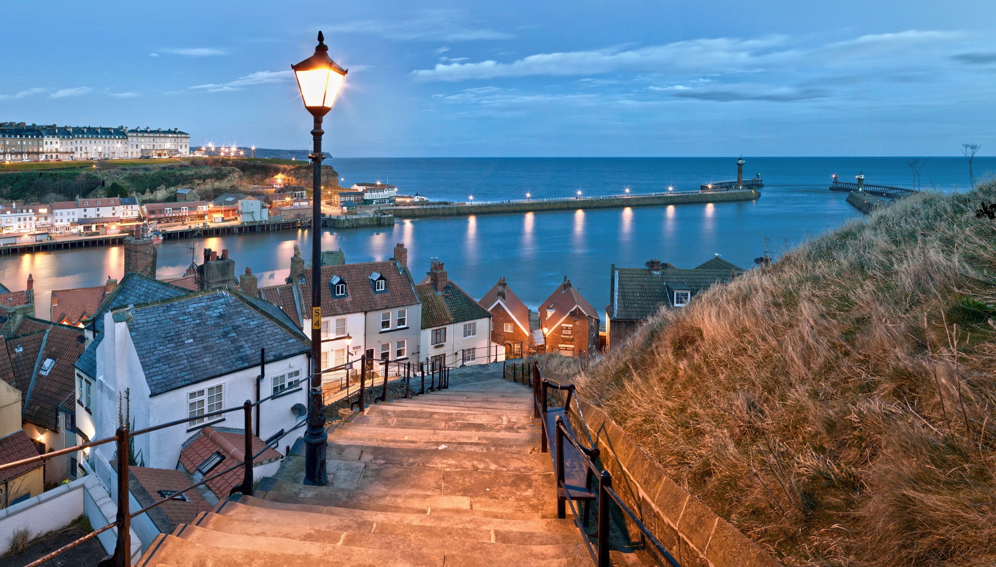 North Yorkshire, no people, lantern, harbour, built structure, building, England, sky, lamp, lighting equipment, scenics - nature, architecture, building exterior, HD Wallpaper