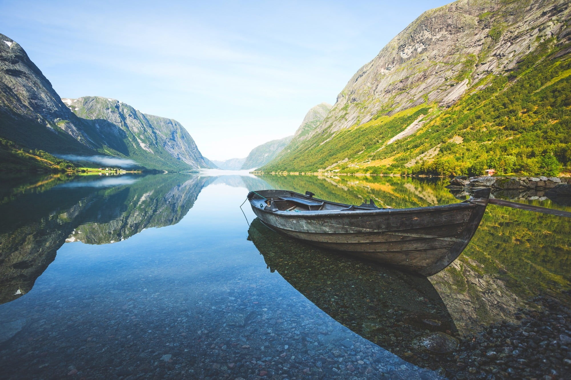 nautical vessel, 1080P, water, mode of transportation, no people, tranquil scene, lake, shrubs, mountain, brown, tranquility, boat, day, reflection, summer, HD Wallpaper