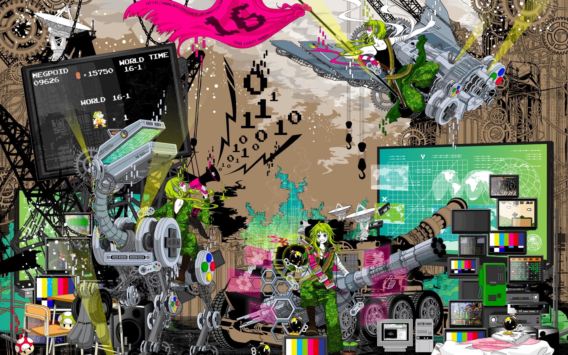 world, 1080P, gadgets, desk, phones, lcd, robot, psp, HD Wallpaper