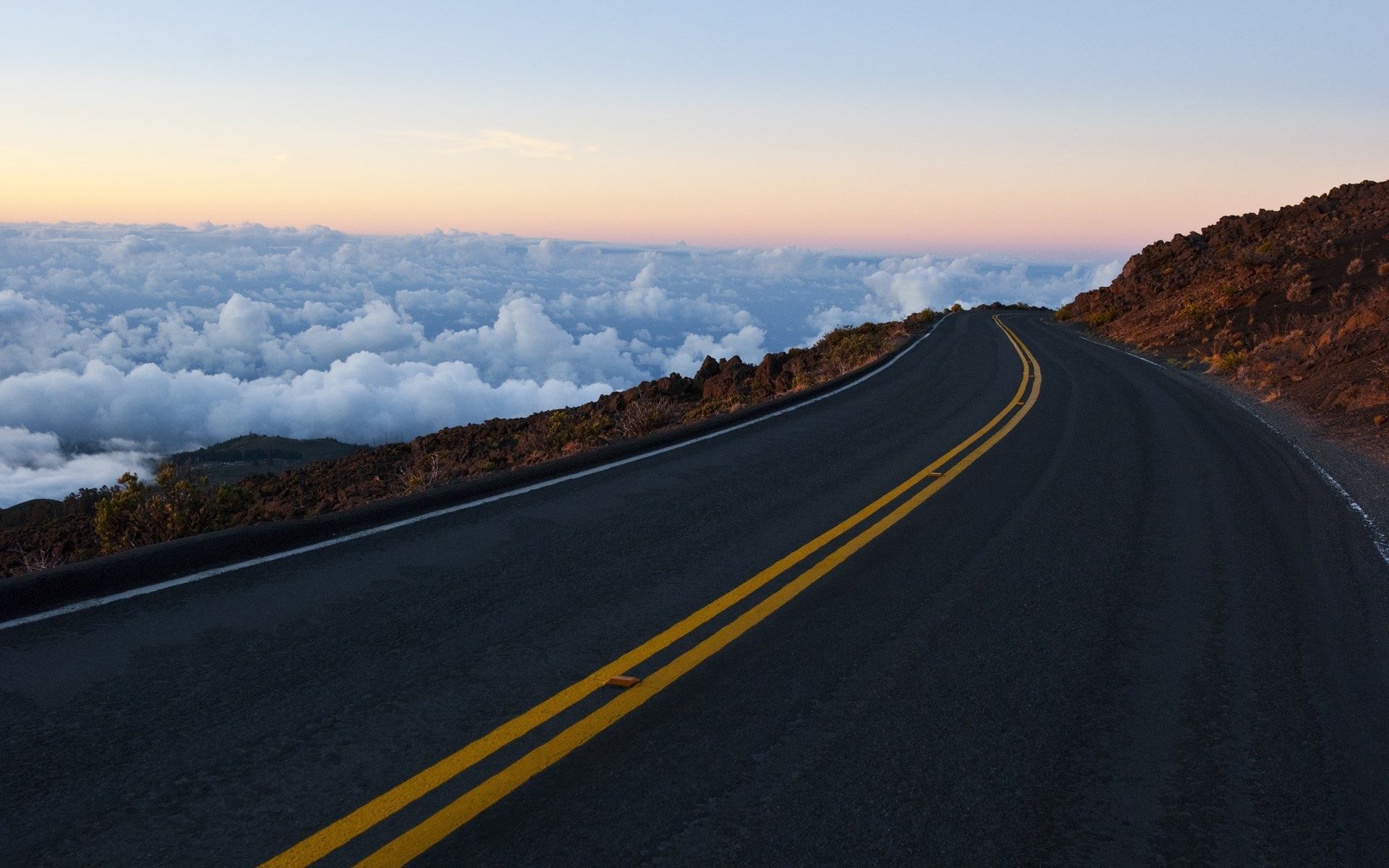 transportation, road, symbol, road marking, the way forward, tranquility, dividing line, sign, nature  hd pic 1920x1200, sunset, non-urban scene, landscape, HD Wallpaper