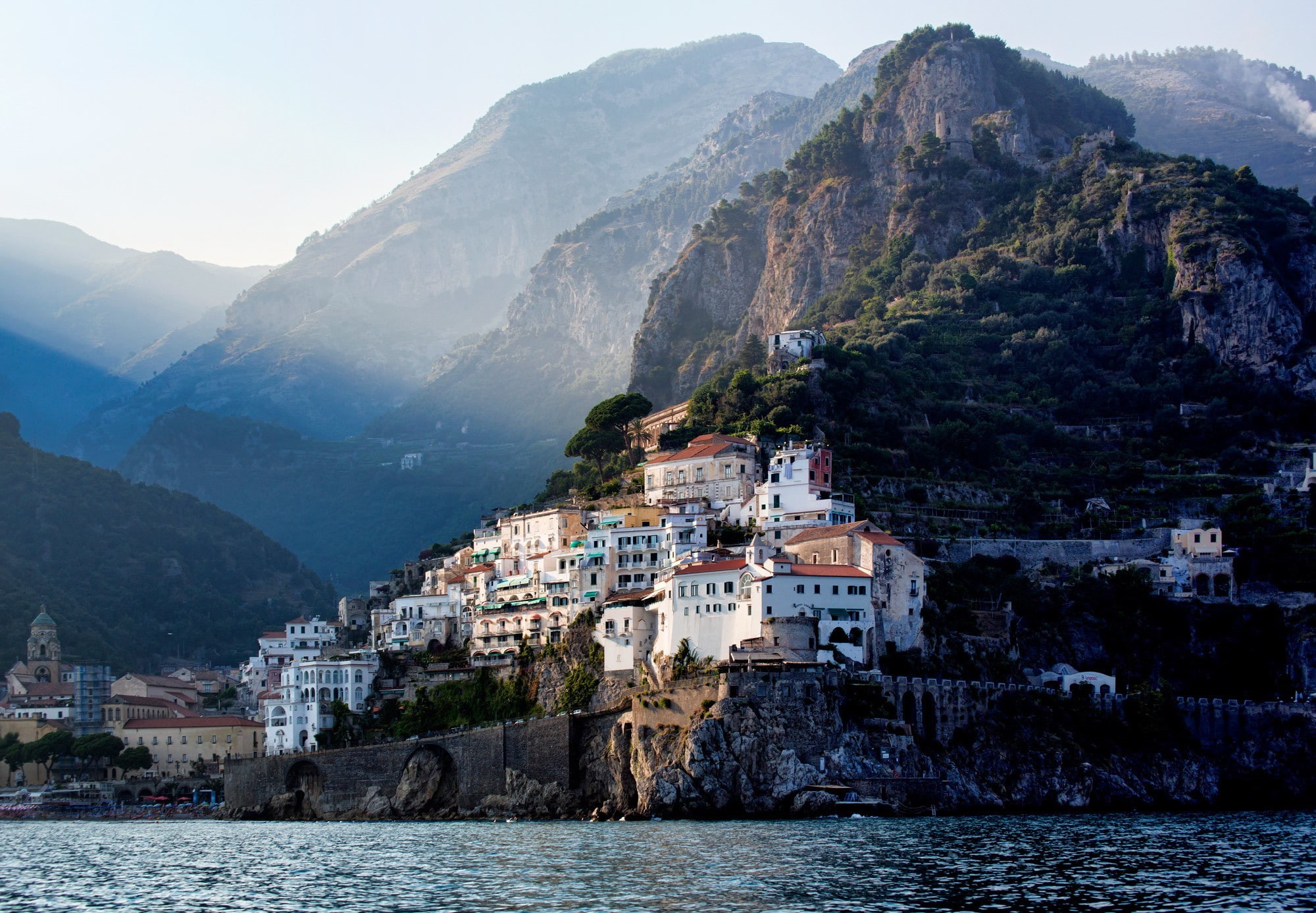 city, building, Italy, ravello, brown, the city of Ravello, 1080P, the coast, concrete, white, the mountains, HD Wallpaper