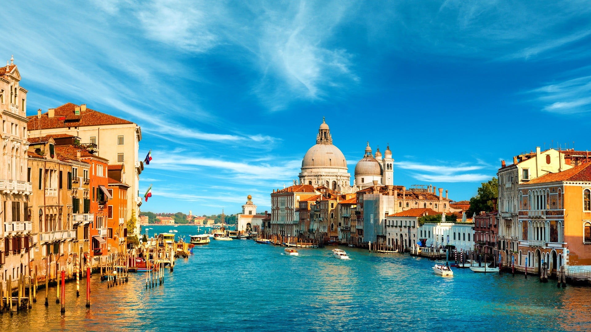 travel destinations, built structure, cityscape, canal, sea, no people, brown, building exterior, nature, 1080P, orange, architecture, outdoors, Venice, HD Wallpaper