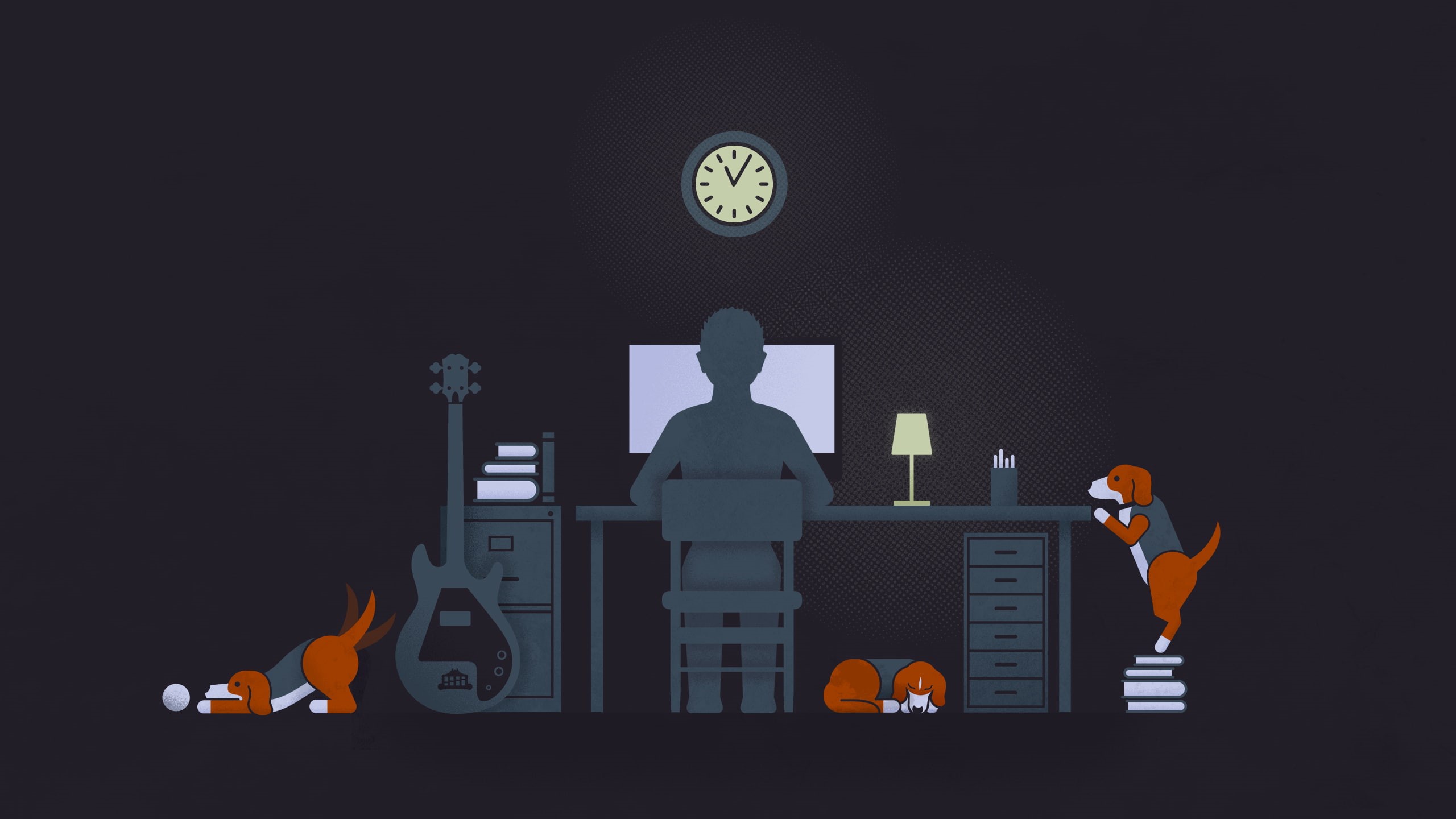 clock, architecture, creativity, business person, building, dogs, adult, finance, businessman, business, 2K, physical pressure, humor, representation, HD Wallpaper
