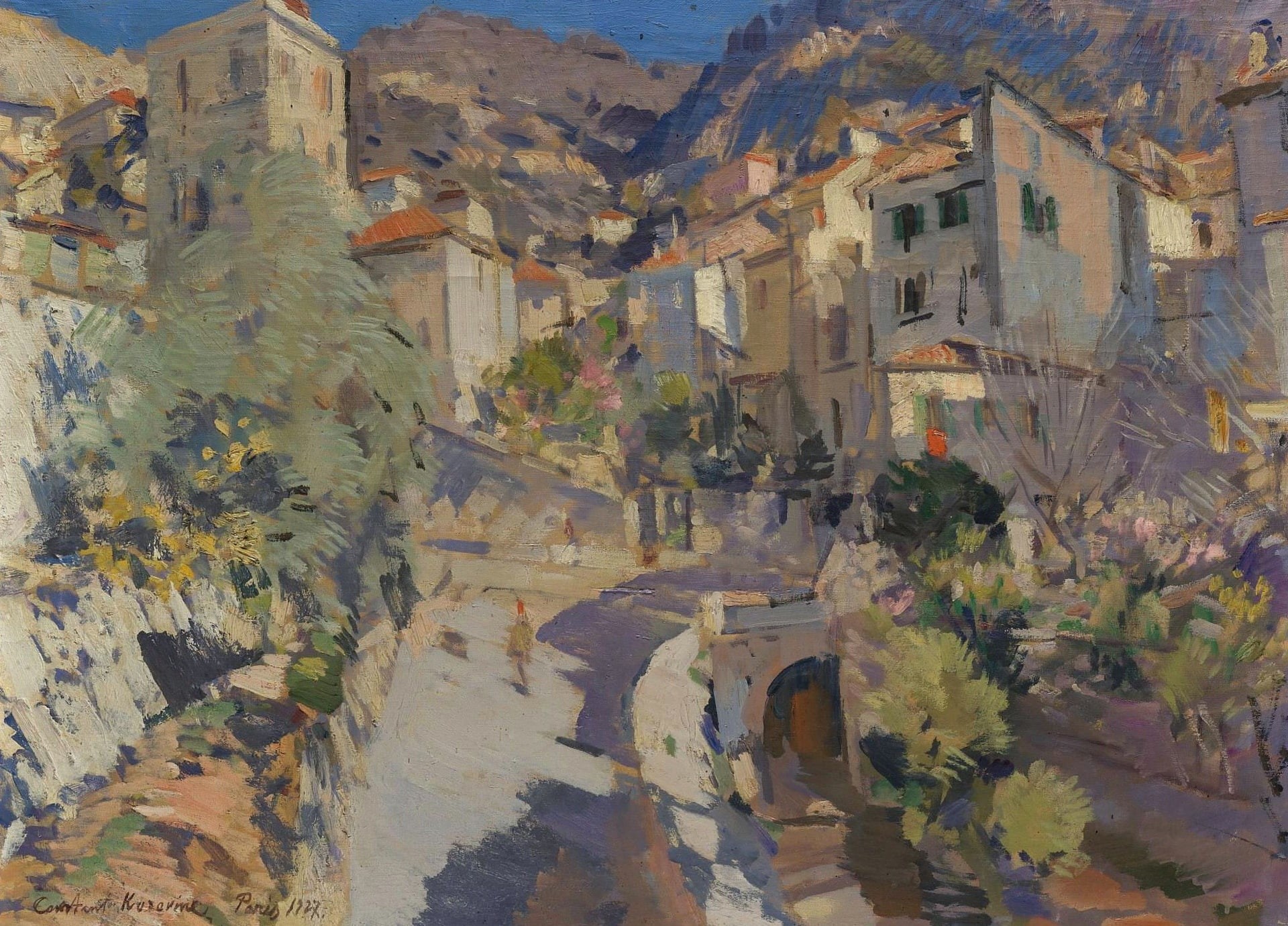 the urban landscape, Konstantin Korovin, home, The Surroundings Of Nice, street, impressionism, picture, 1080P, HD Wallpaper