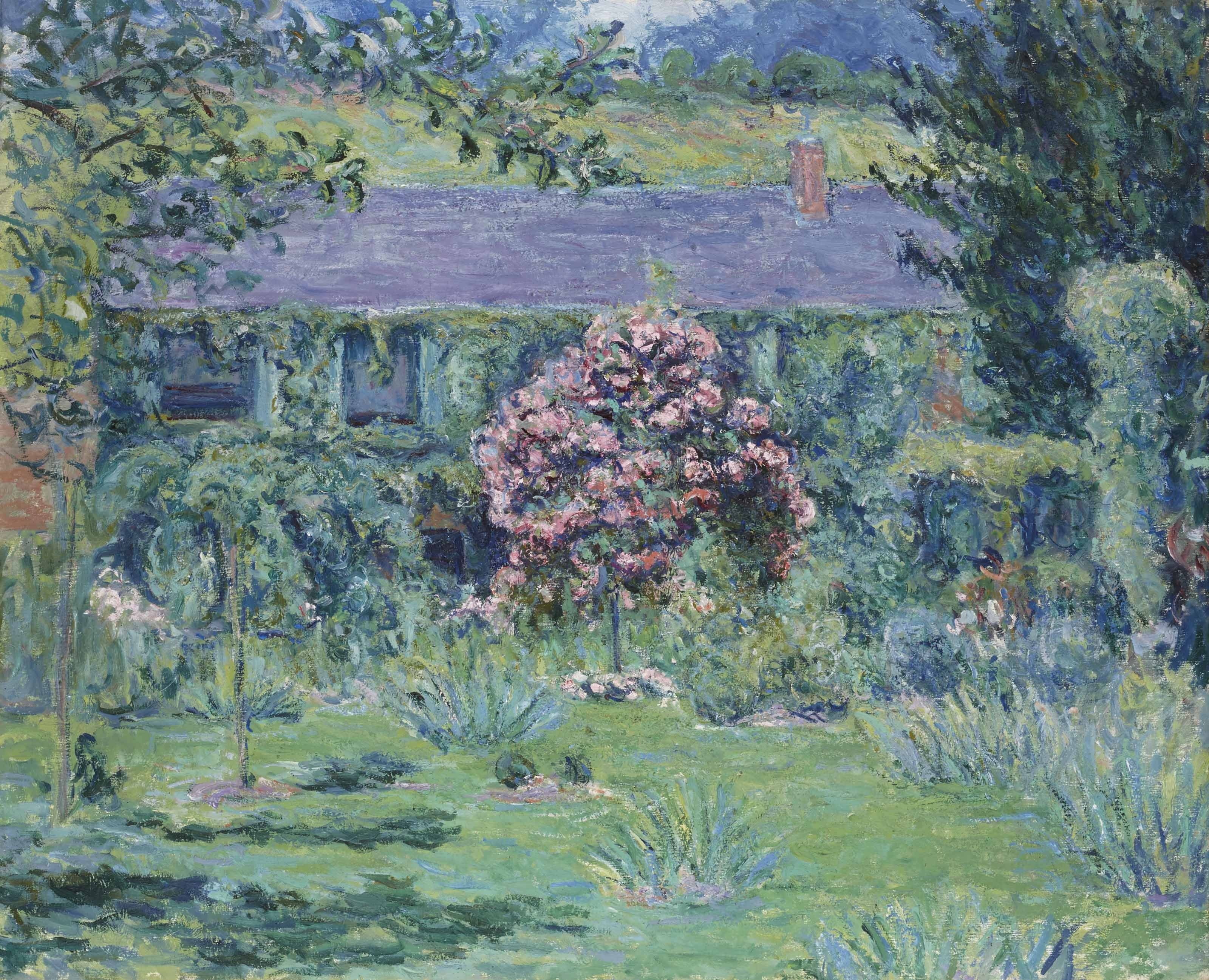 green, Blanche Hoschedé Monet, garden, nature, trees, 2K, artwork, impressionism, painting, HD Wallpaper