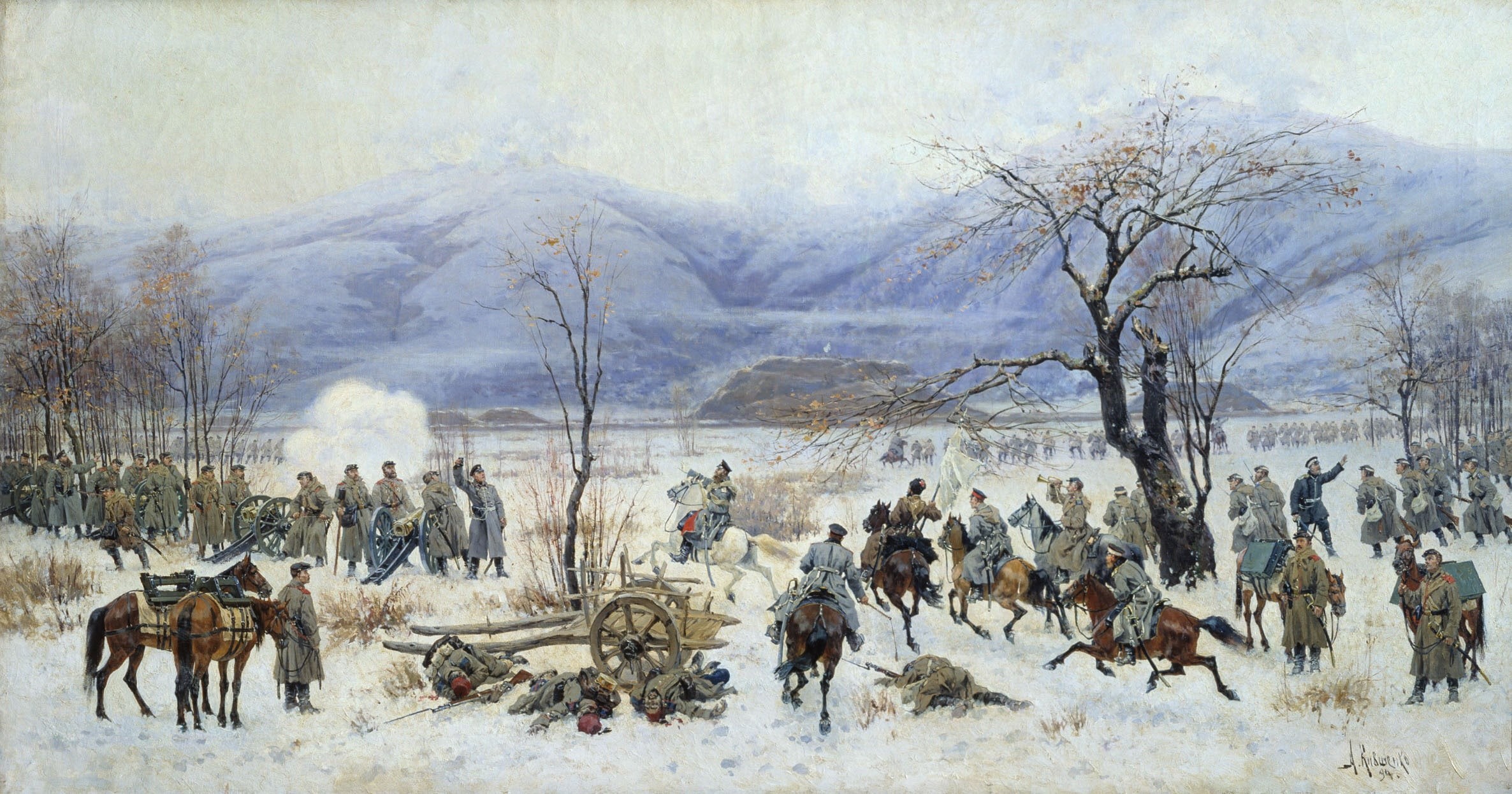The battle of SHIPKA-Sheinovo, winter, Alexey KIVSHENKO, 1080P, Canvas, The battle of Sheinovo, oil., 28 December 1877, The Russo-Turkish war (1877-1878), HD Wallpaper