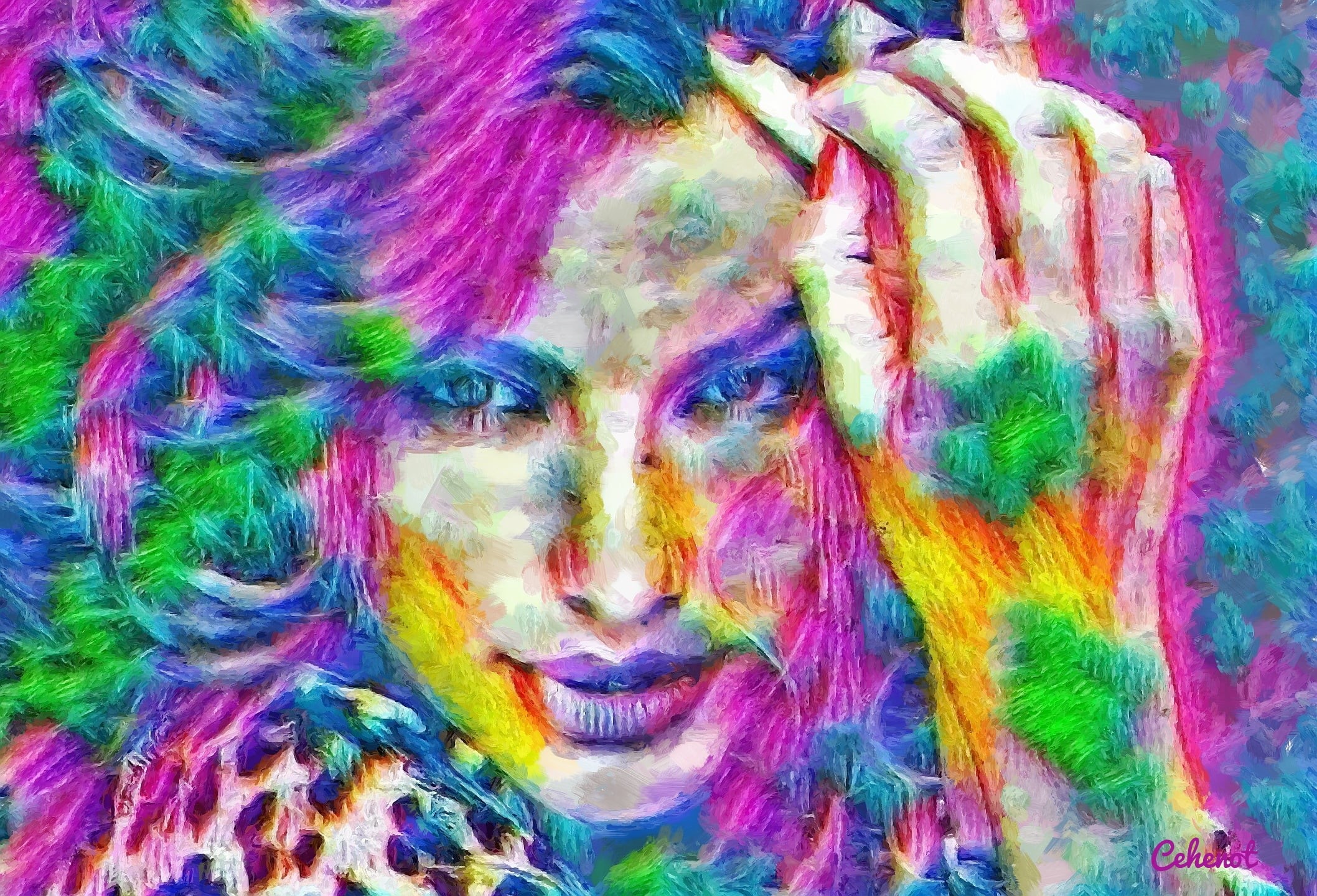 pink, real people, Madalina Ghenea, one person, cehenot, art, close-up, backgrounds, body paint, paint, adult, multi colored, body part, females, hand, HD Wallpaper