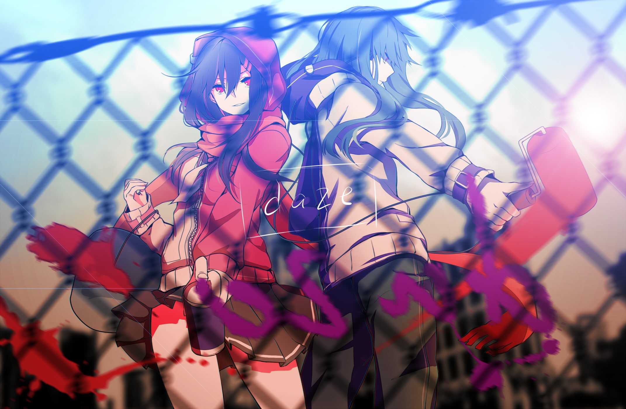 Kido Tsubomi, festival, anime girls, women, selective focus, metal, real people, sunlight, characters, pattern, adult, security, day, boundary, HD Wallpaper