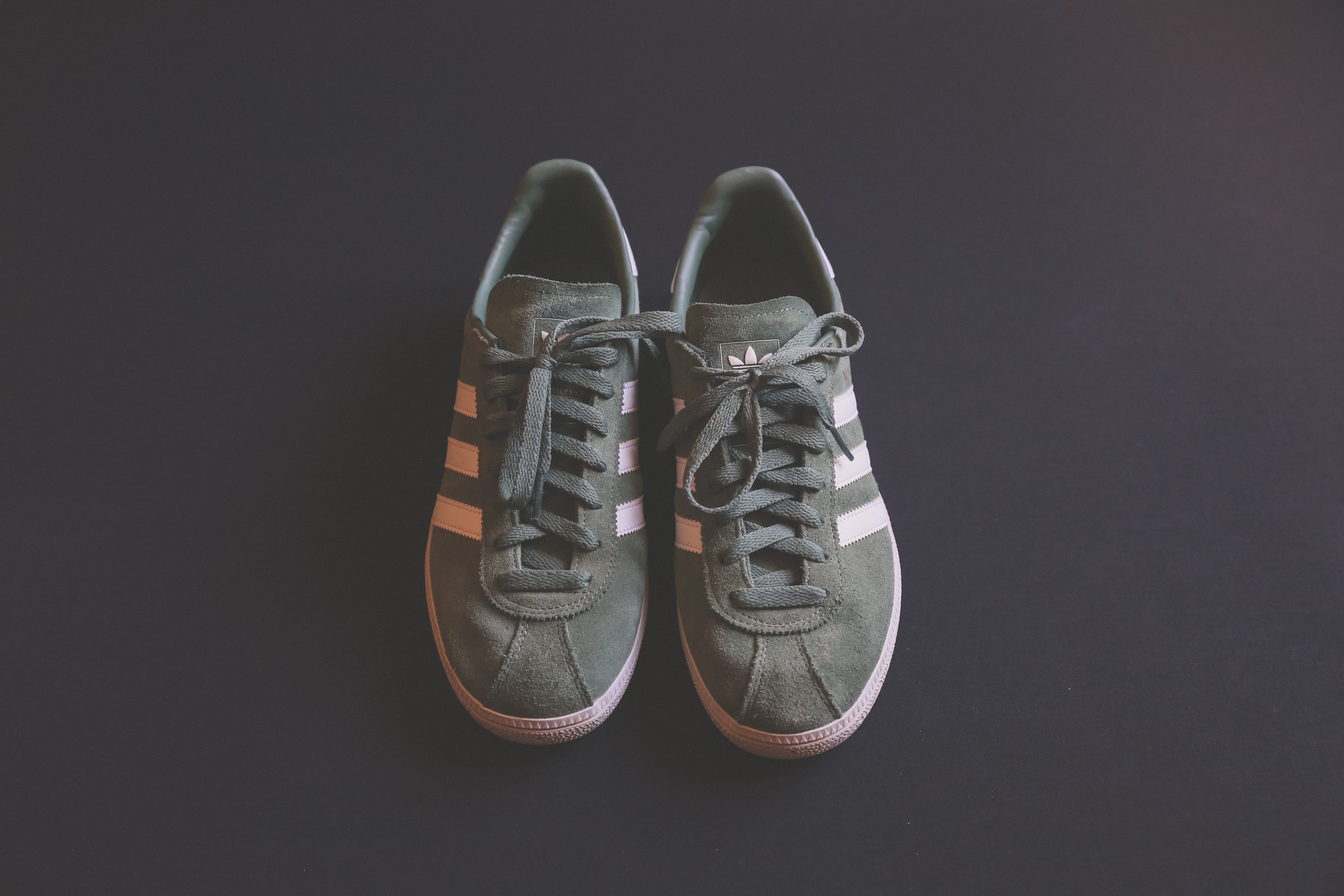 compatibility, trainers, side by side, gray, white color, studio shot, high angle view, canvas shoe, green, apparel, no people, shoes, clothing, fashion, HD Wallpaper