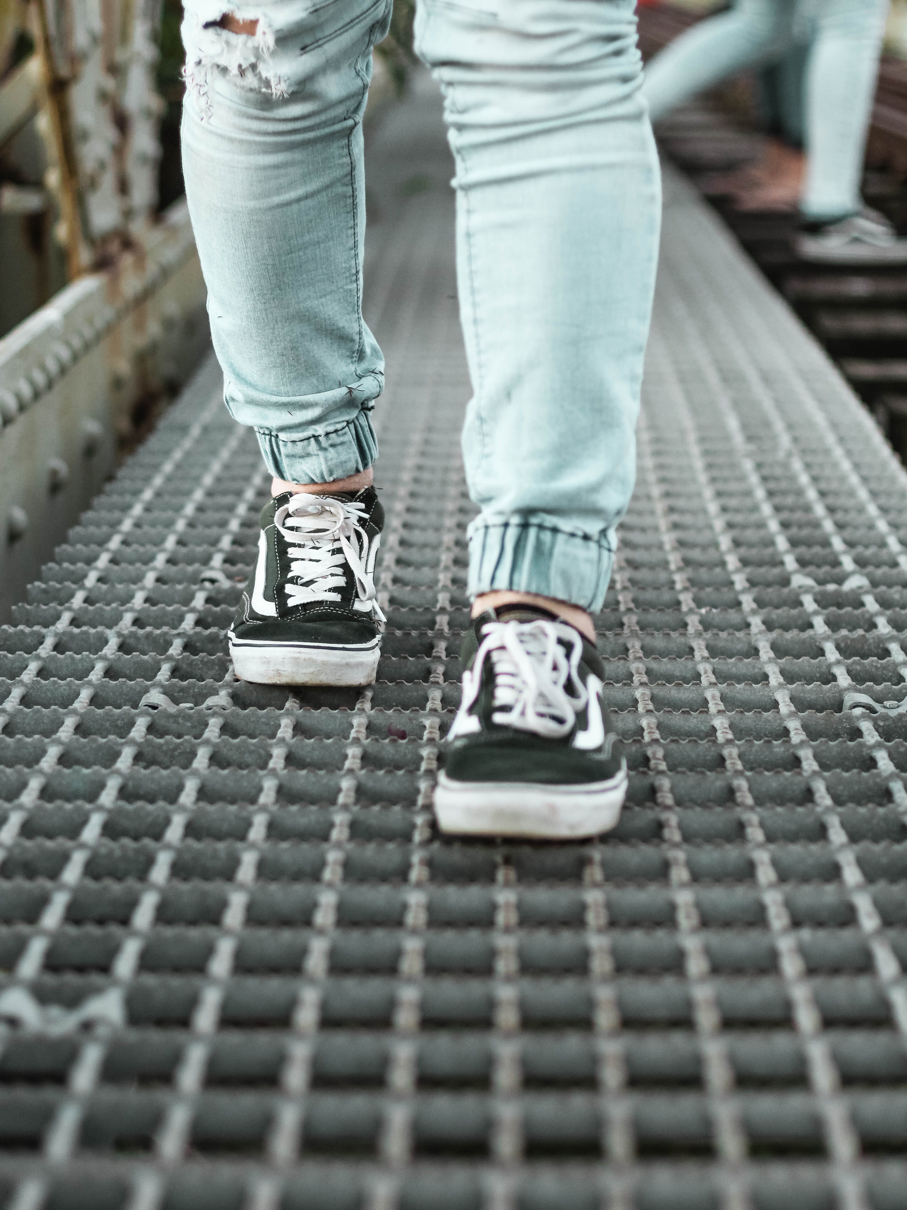 standing, one person, van, shoe laces, human limb, offspring, denim, human, old, low, shoe, sneakers, childhood, jeans, city, jogger, clothing, brick, walking, Phone HD Wallpaper