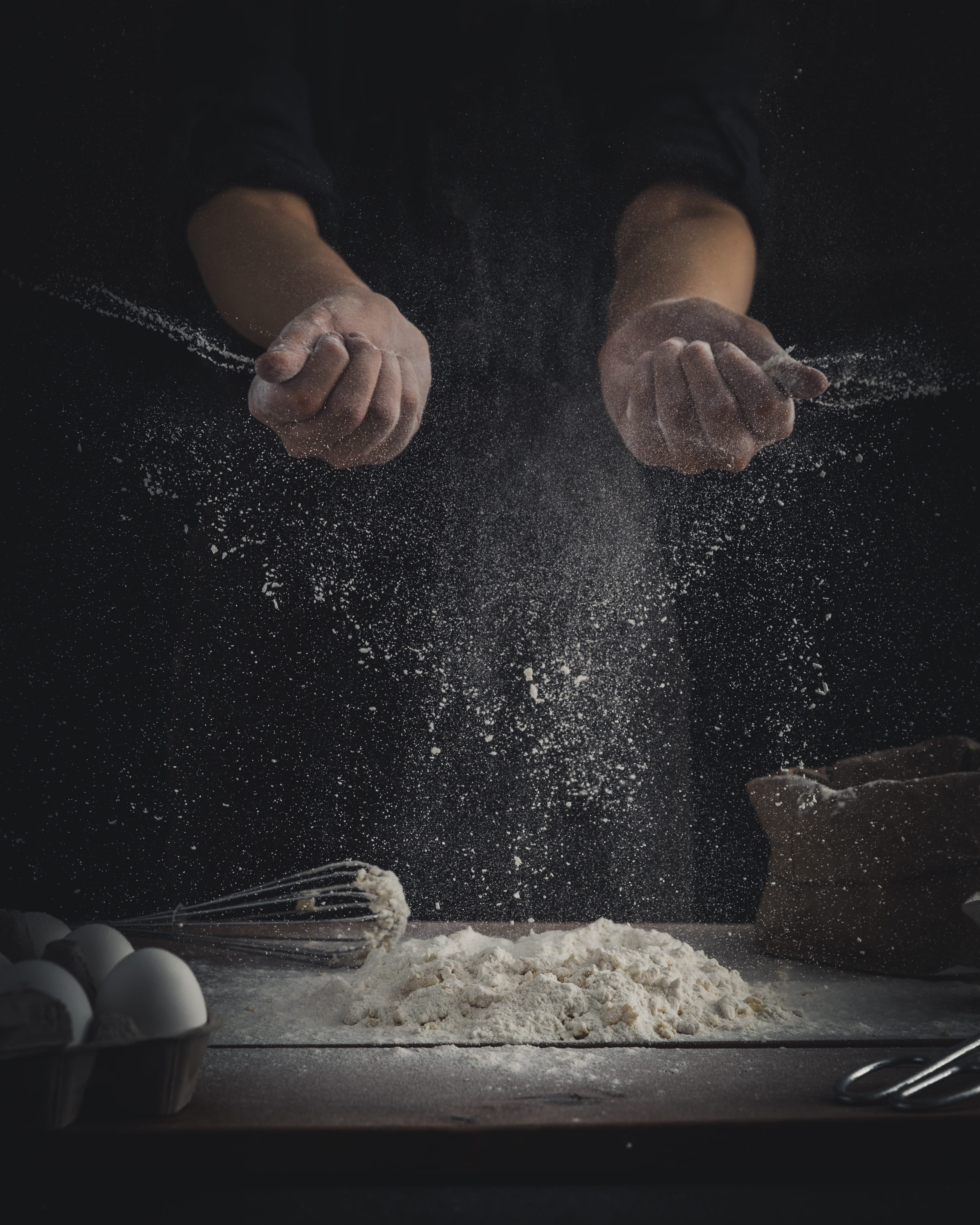 dough, hand, pouring, whisk, freshness, beside, preparation, human body part, unrecognizable person, food and drink, 4K, leisure activity, flour, finger, Phone HD Wallpaper