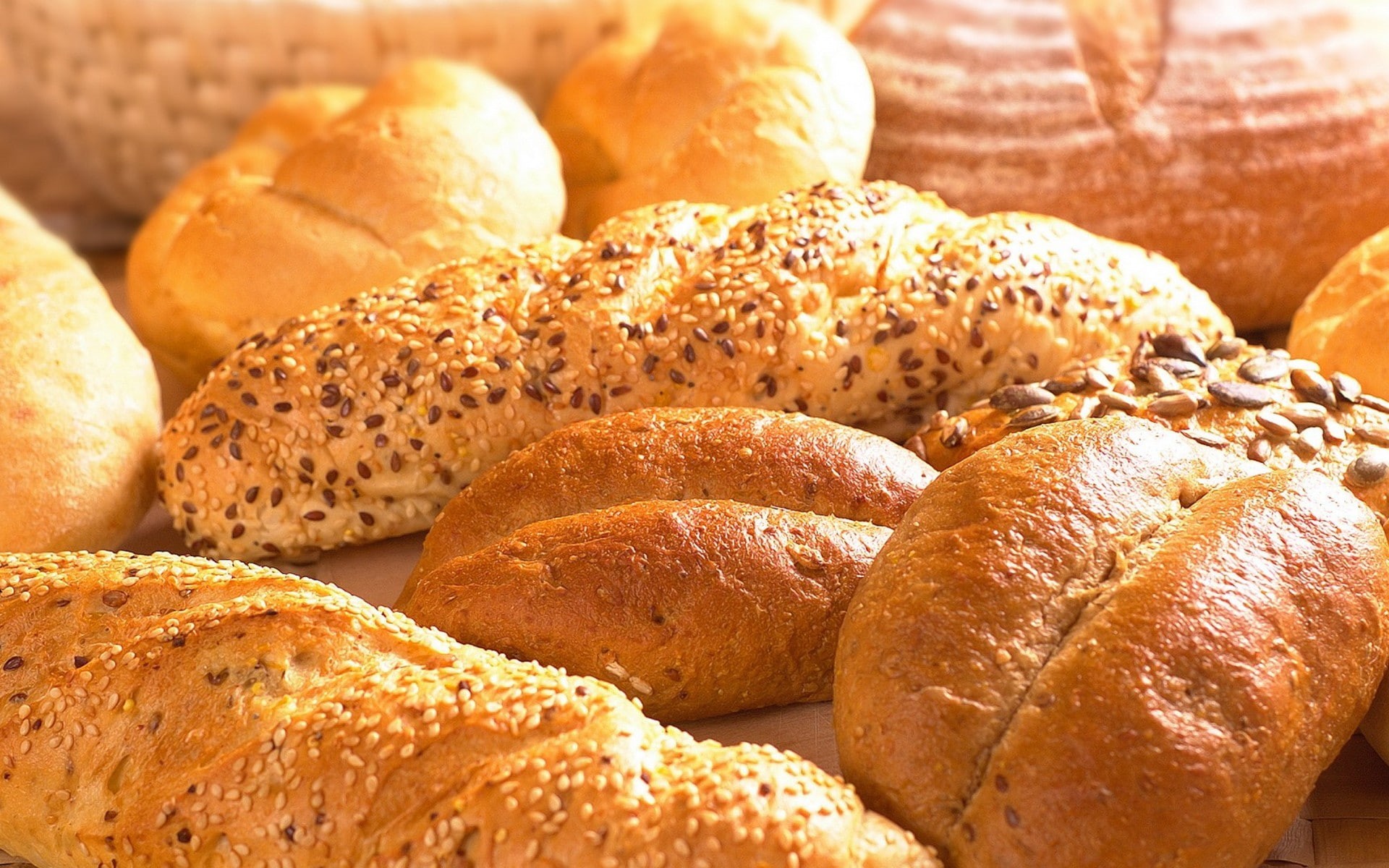 breakfast, close-up, seed, loaves, still life, food, white bread, no people, store, sesame, food and drink, baked pastry item, large group of objects, brown, HD Wallpaper