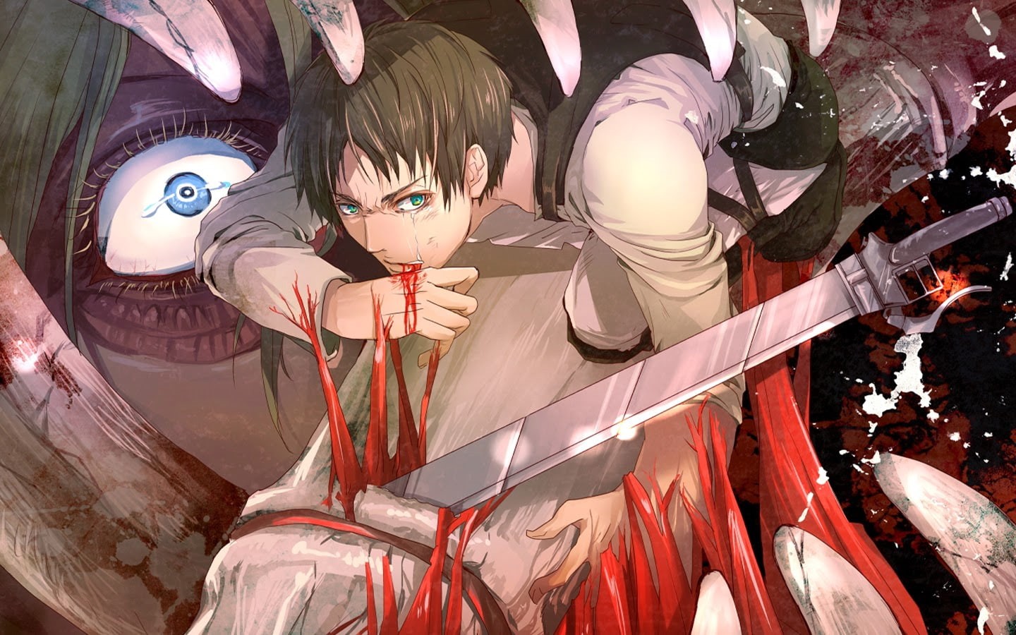 attack, hd, 720P, anime, titan, sword, on, cartoon/comic, HD Wallpaper