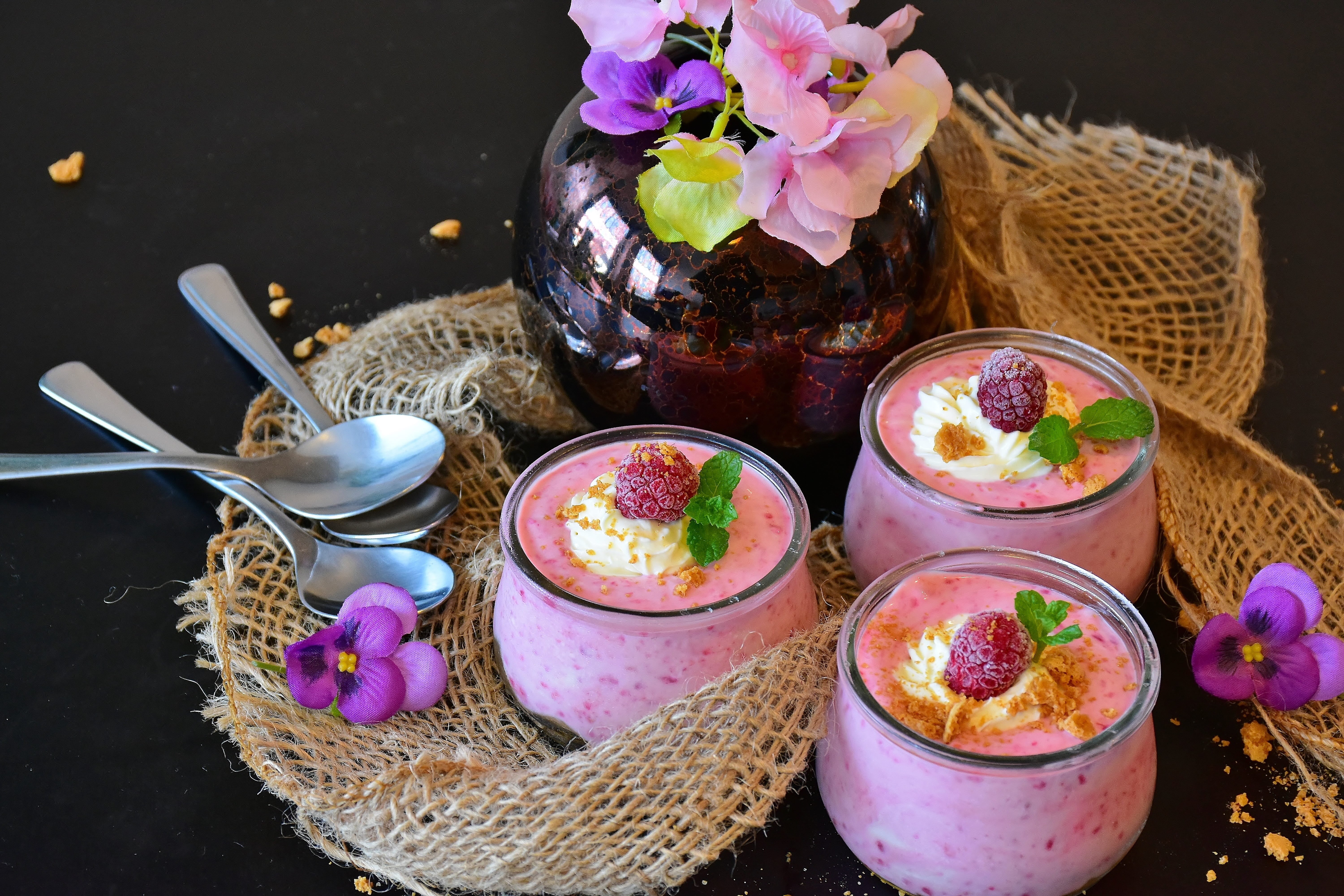 ready-to-eat, spoon, freshness, quark cream, eat, gourmet, milk, basket, healthy eating, close-up, cream, flowering plant, wellbeing, sweet dish, nutrition, HD Wallpaper