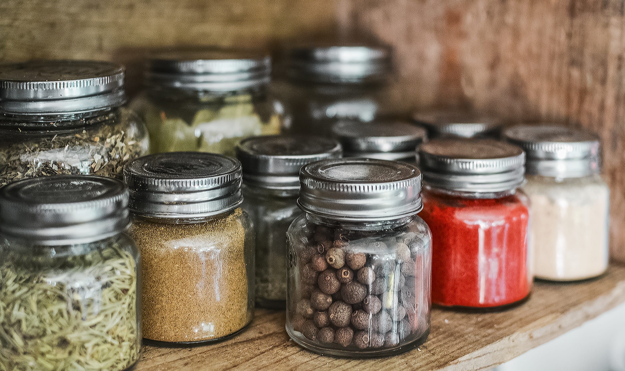 health, dry, wellbeing, aroma, indoors, still life, freshness, ingredient, stock, shelf, kitchen, wooden, 1080P, preserve, ingredients, turmeric, glass, HD Wallpaper