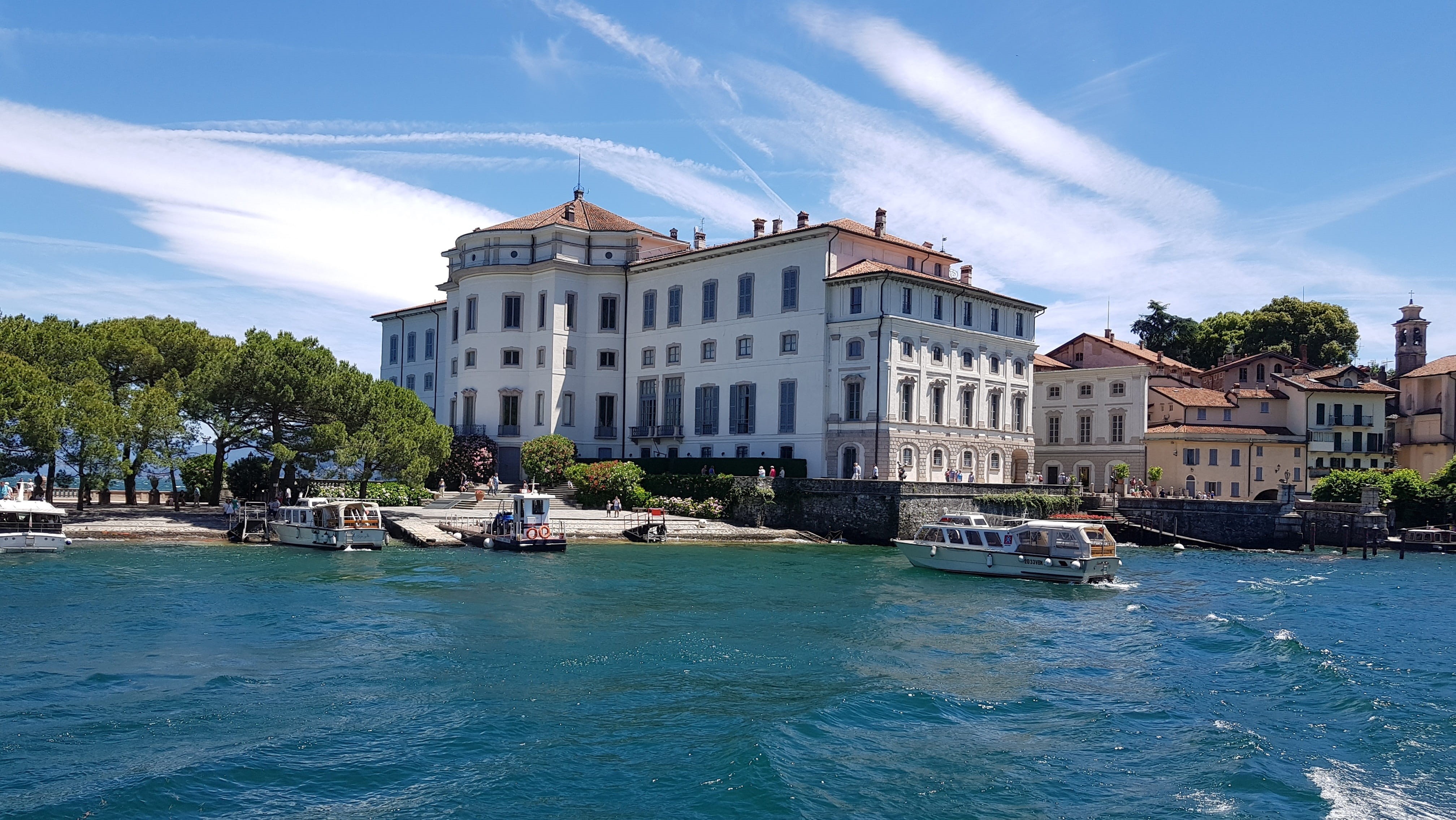 lago maggiore, landscape, isola bella, no people, nature, blue, island, building exterior, boromeo, sky, outdoors, plant, transportation, water, mode of transportation, HD Wallpaper
