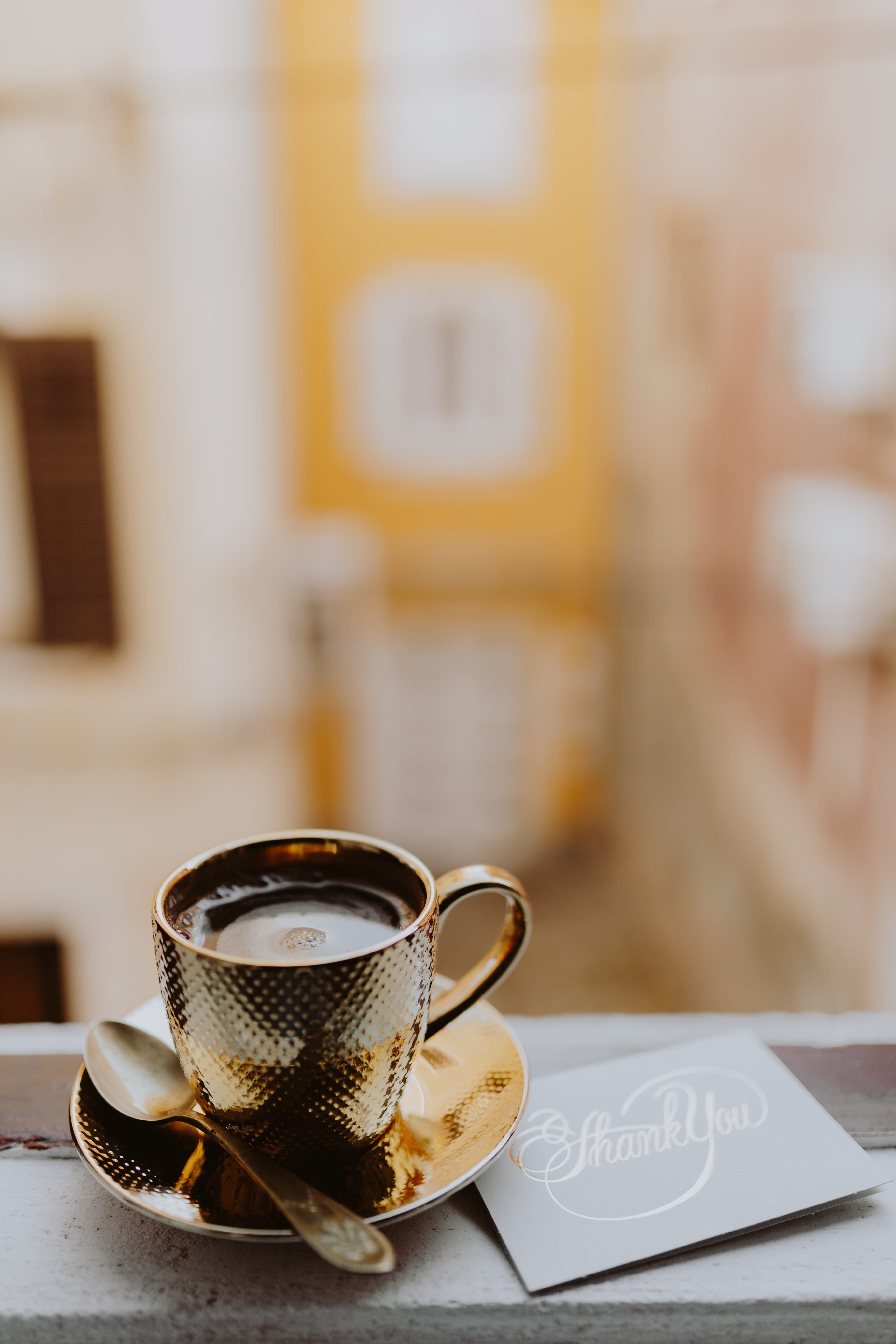 coffee, close-up, kitchen utensil, tea, gold cup, cafe, slovenia, hot drink, window, golden, coffee - drink, no people, crockery, mug, still life, isola, Phone HD Wallpaper
