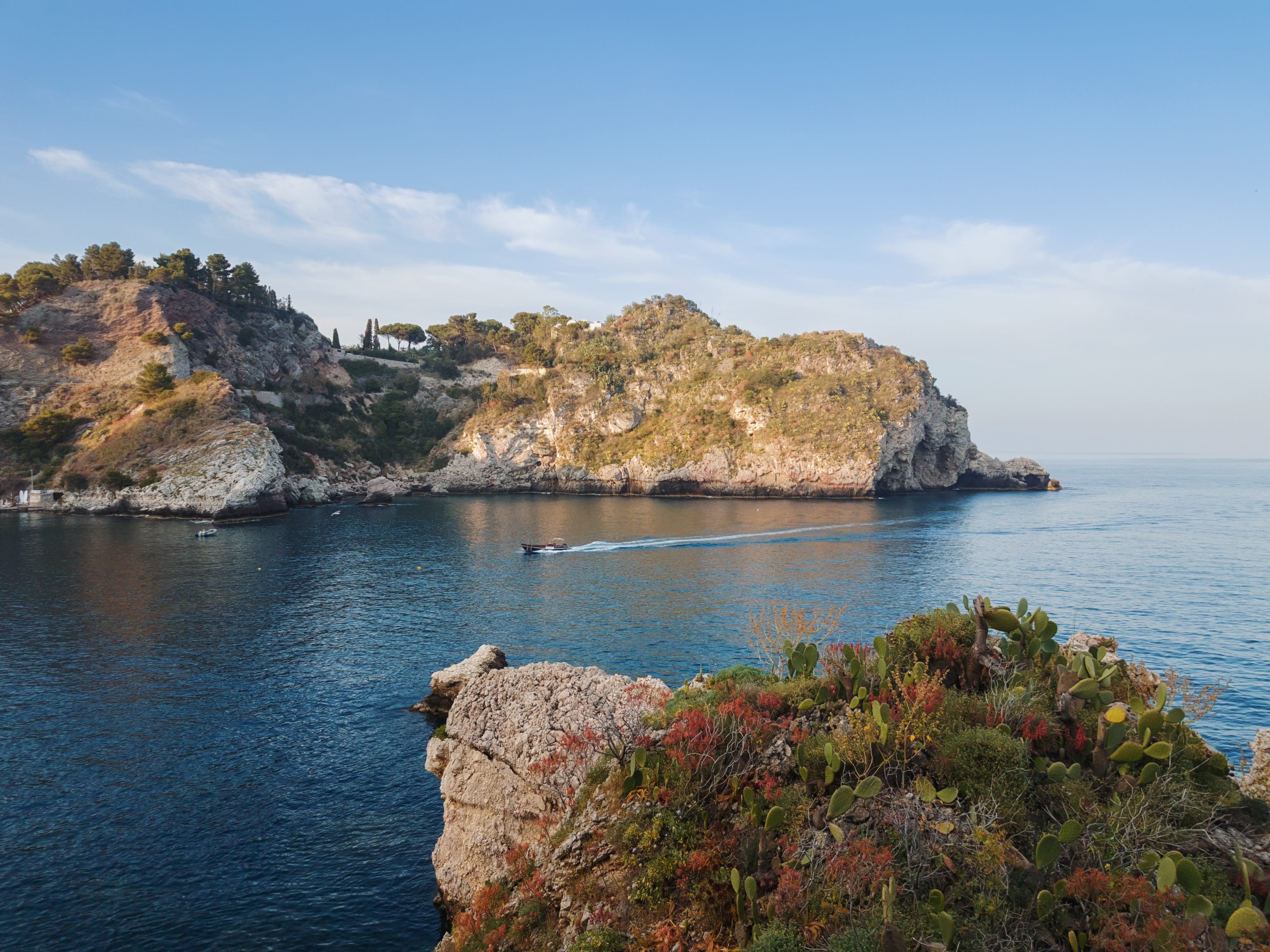 plant, isle, pine, sky, 4K, rock - object, isola, spring, scenics - nature, taormina, nature, cloud - sky, beauty in nature, non-urban scene, land, crest, HD Wallpaper