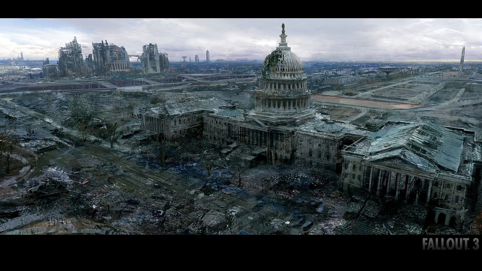 apocalyptic, D.C., Washington, Bethesda Softworks, United States Capitol, 1080P, Fallout 3, video games, HD Wallpaper