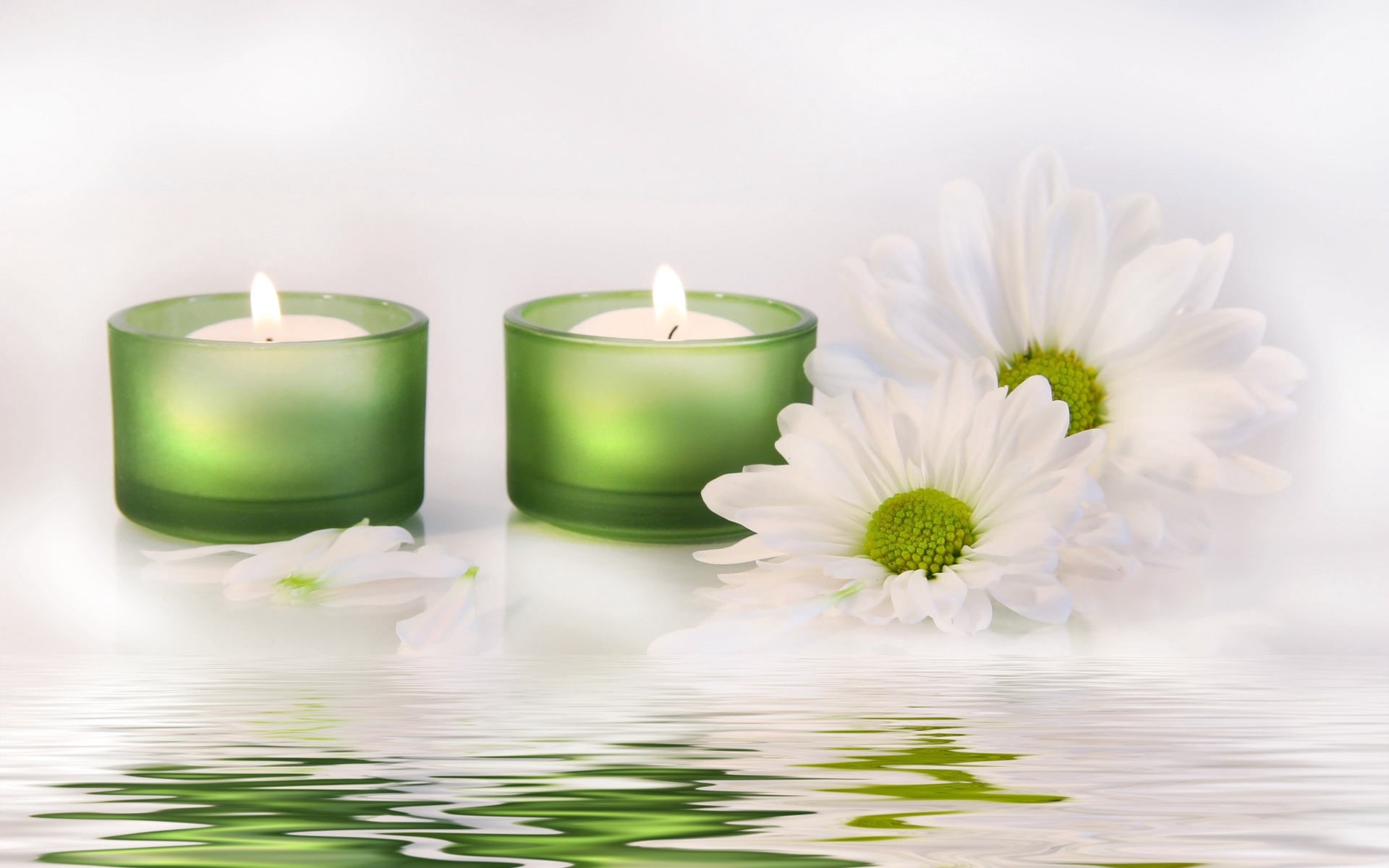 water, close-up, fragility, jars, healthcare And Medicine, candles, spa Treatment, burning, beauty Treatment, white, romance, zen-like, green color, decoration, HD Wallpaper