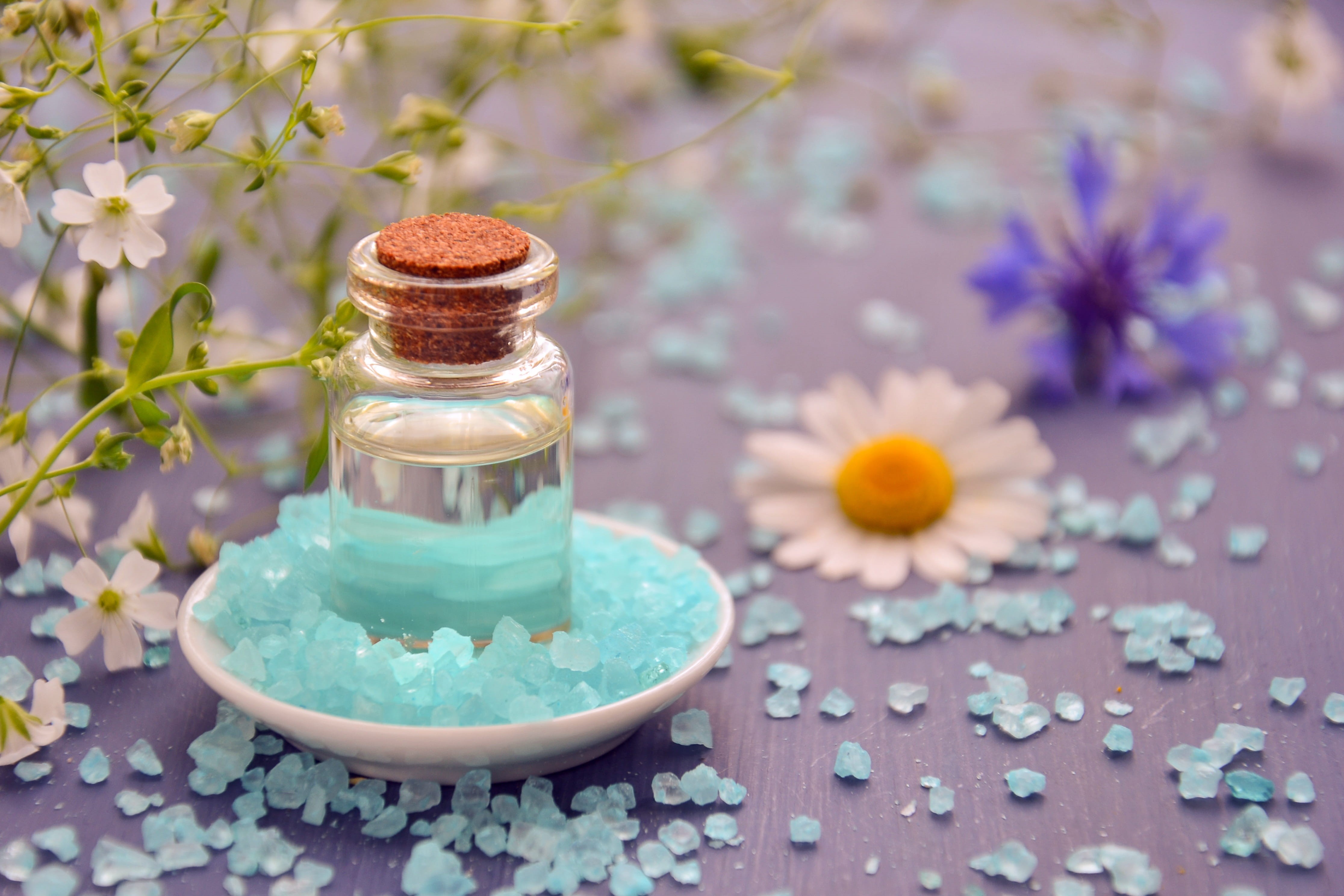 day, selective focus, natural product, food, spa, massage, essential oil, still life, purple, medicine, flower, 4K, nature, food and drink, no people, HD Wallpaper