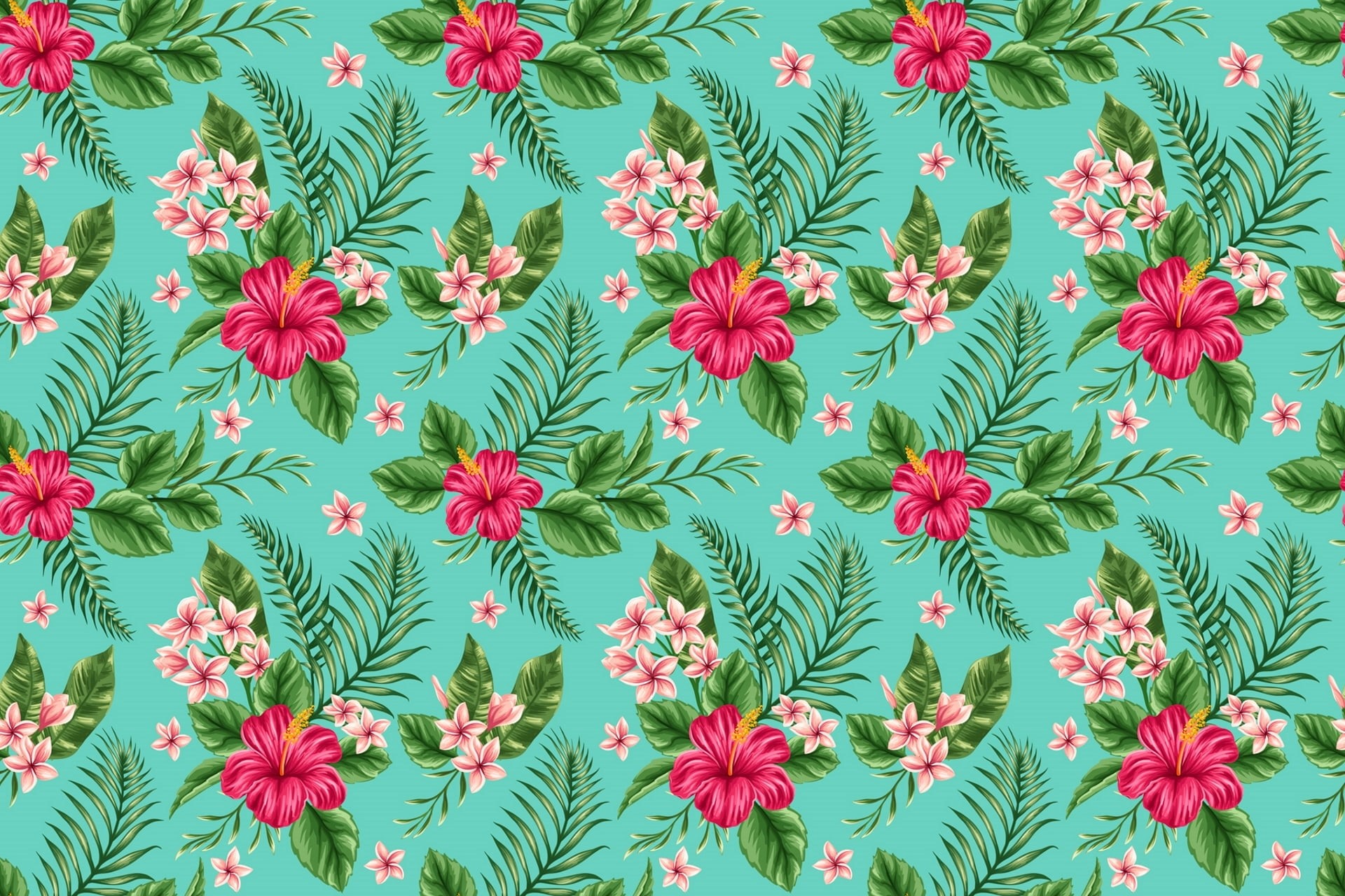 no people, fragility, floral pattern, teal, pattern, plant, floral, 1080P, leaf, plant part, flowering plant, vulnerability, beauty in nature, green color, HD Wallpaper