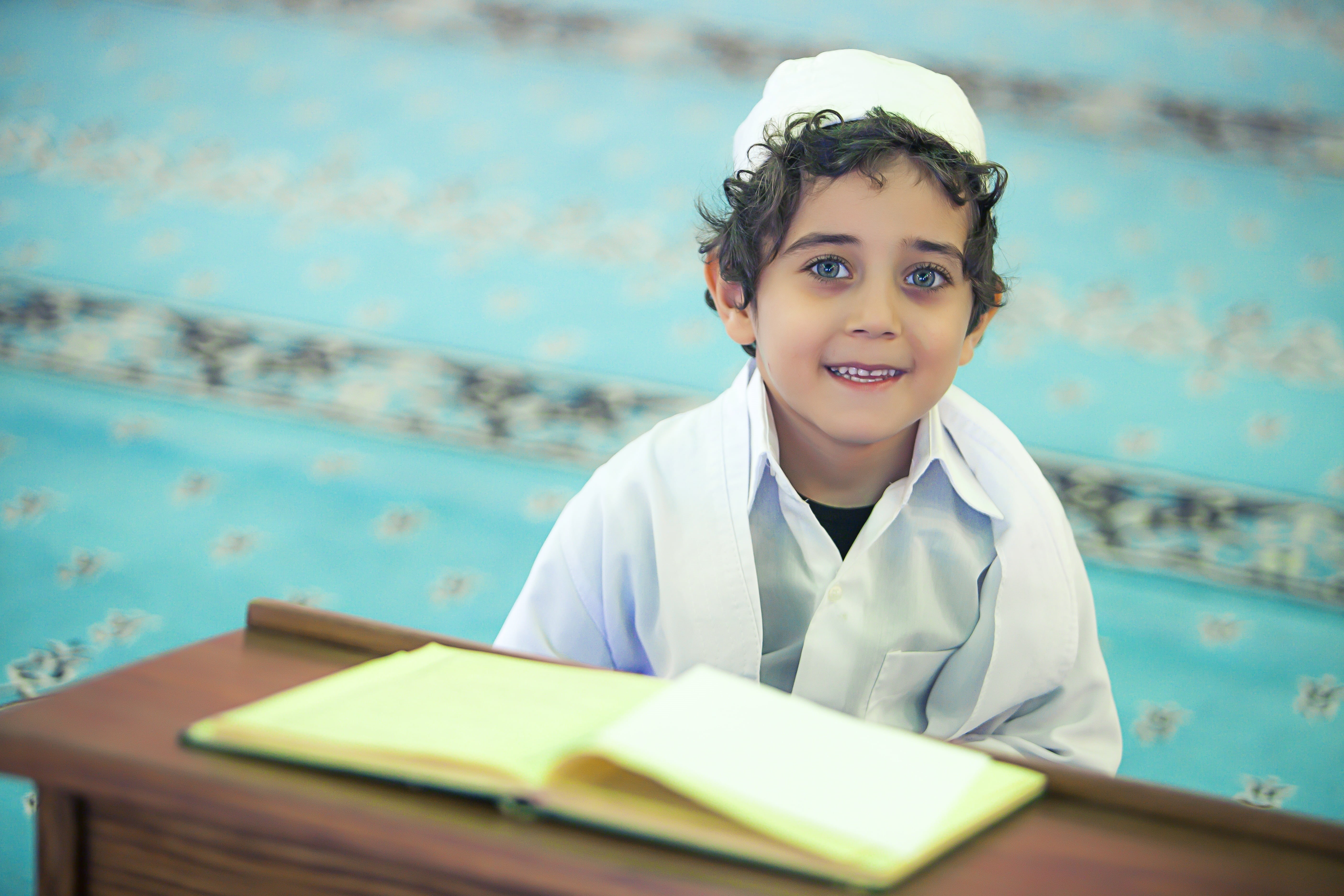 real people, turkey, males, child, boy, men, childhood, boys, studying, indoors, 5K, islam, education, prayer, hafiz, front view, looking at camera, table, HD Wallpaper