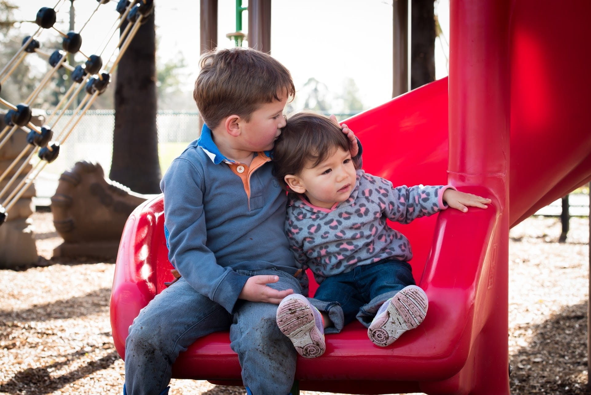 outdoor play equipment, slide, togetherness, red, playful, positive emotion, lifestyles, fun, love, looking, Kids, happiness, Cute, bonding, real people, HD Wallpaper