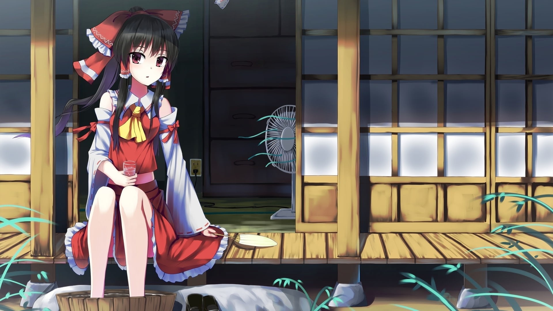 building exterior, window, architecture, sunlight, anime girls, real people, day, Touhou, one person, costume, casual clothing, leisure activity, human representation, HD Wallpaper