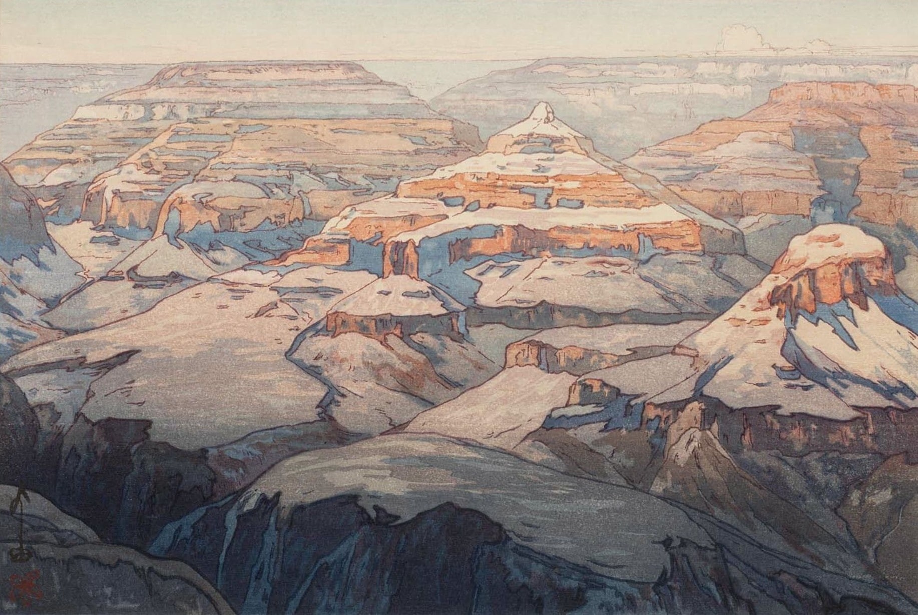 Japanese, painting, Yoshida Hiroshi, Grand Canyon, 720P, mountains, artwork, HD Wallpaper