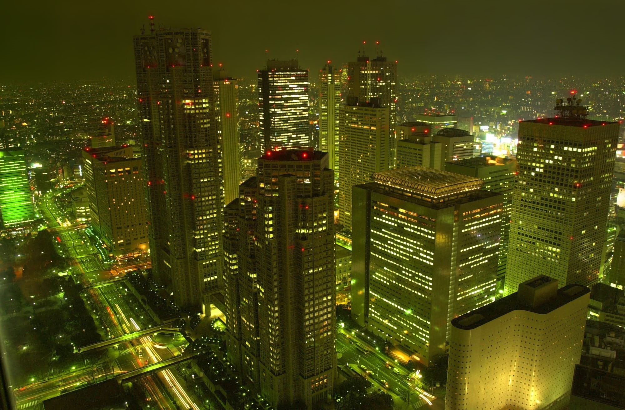 sky, office, building exterior, tower, building, modern, 1080P, architecture, tall - high, night, financial district, cityscape, no people, outdoors, long exposure, HD Wallpaper