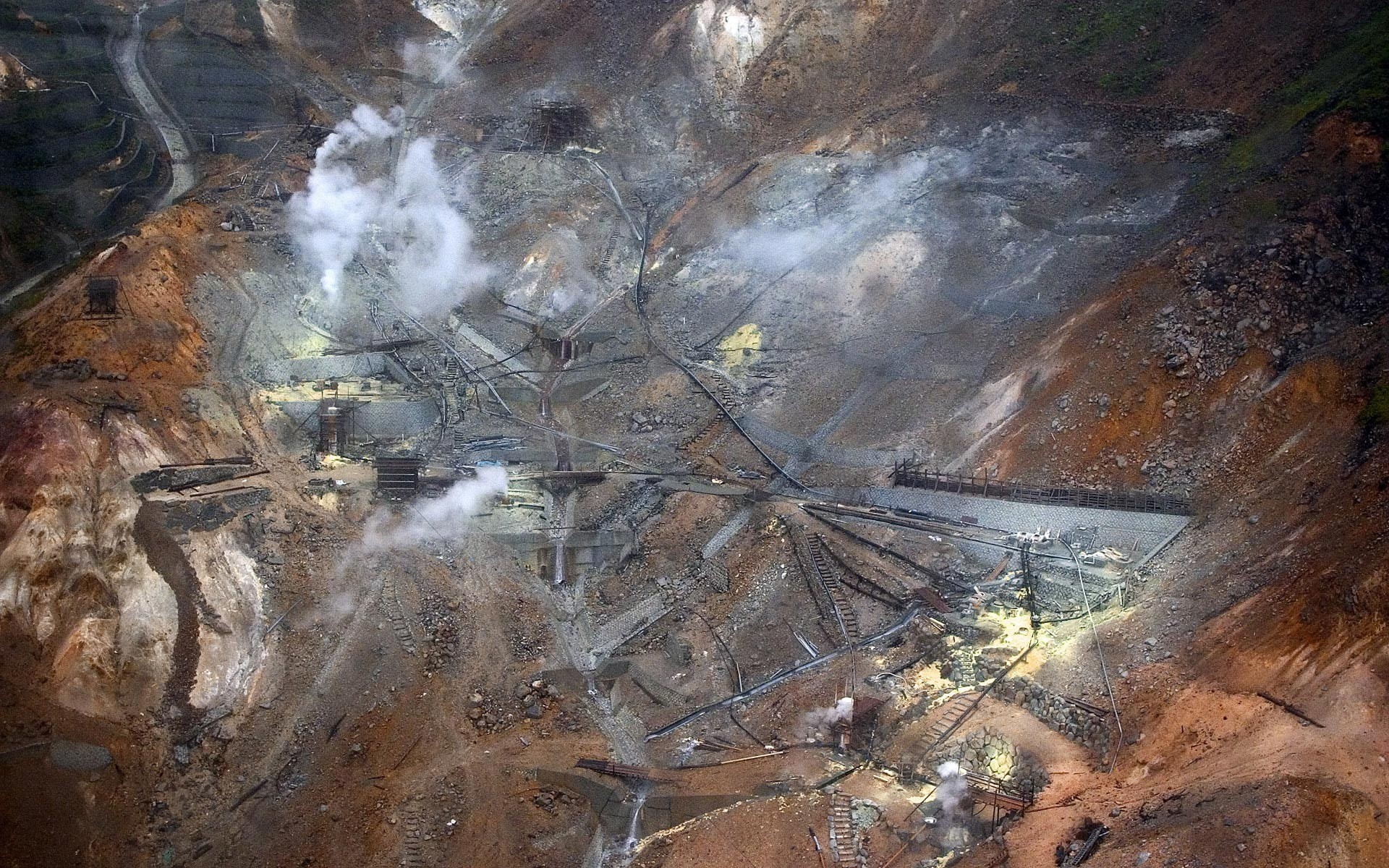 1080P, scenics - nature, pollution, geology, smoke - physical structure, water, no people, steam, high angle view, motion, outdoors, day, tranquility, HD Wallpaper