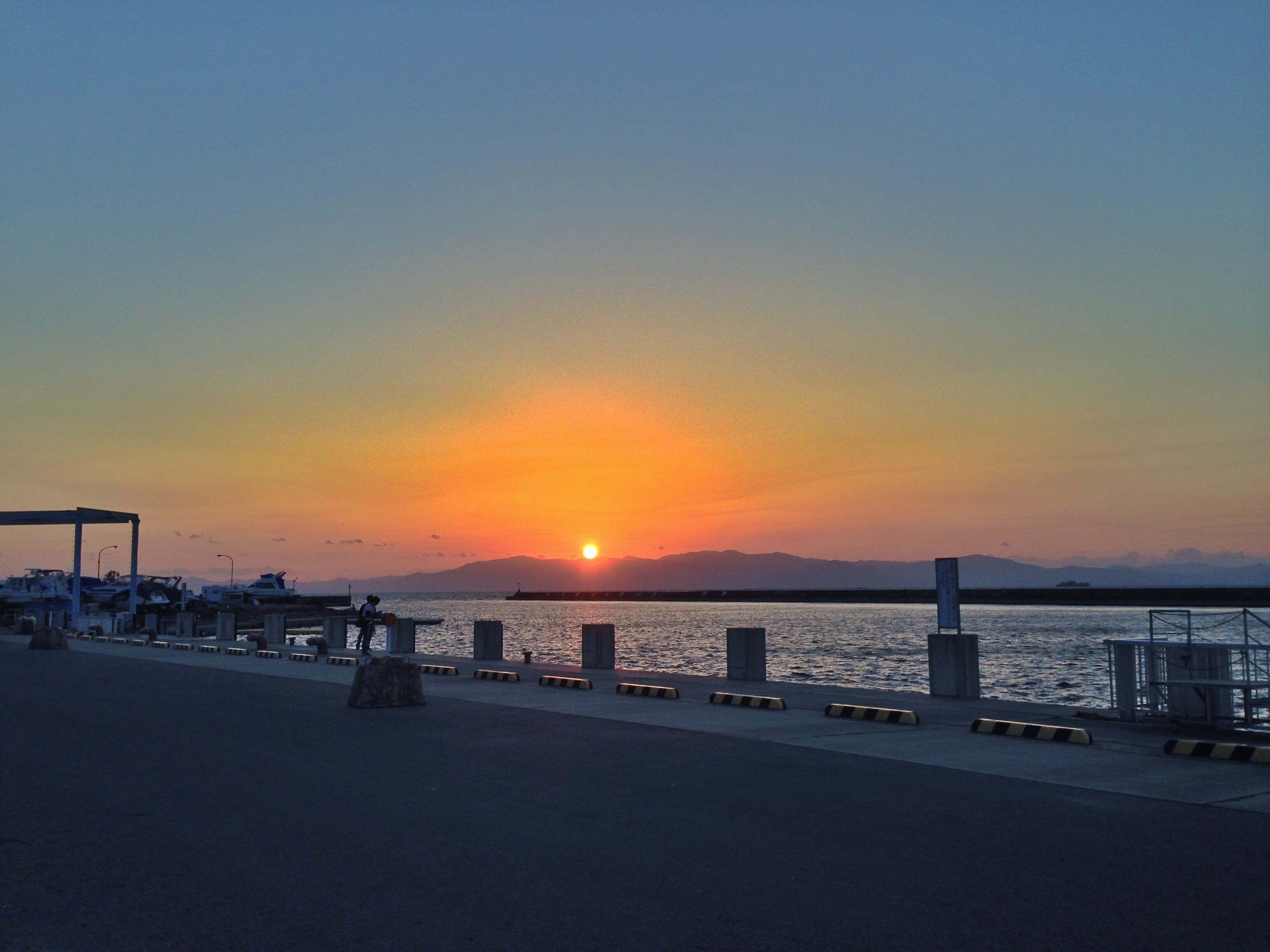 incidental people, promenade, japan, tranquility, harbour, sunset, architecture, horizon over water, landscape, land, sea, lake, biwa lake, biwako, scenics - nature, HD Wallpaper