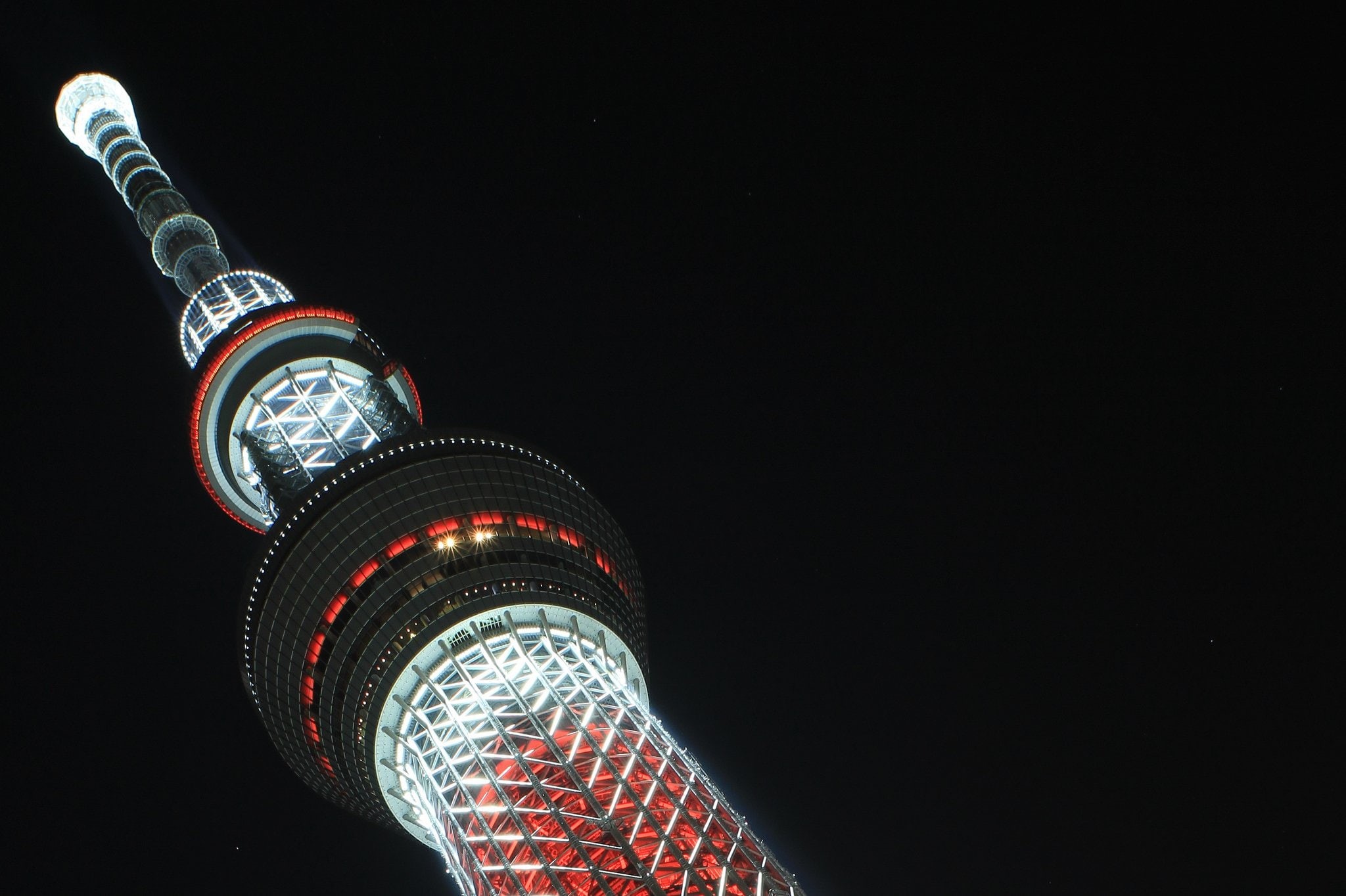architecture, bridges, japon, night, panorama, way, light, 1080P, monuments, panoramic, cities, towers, building, rivers, tower, ray, tokyo, japan, HD Wallpaper